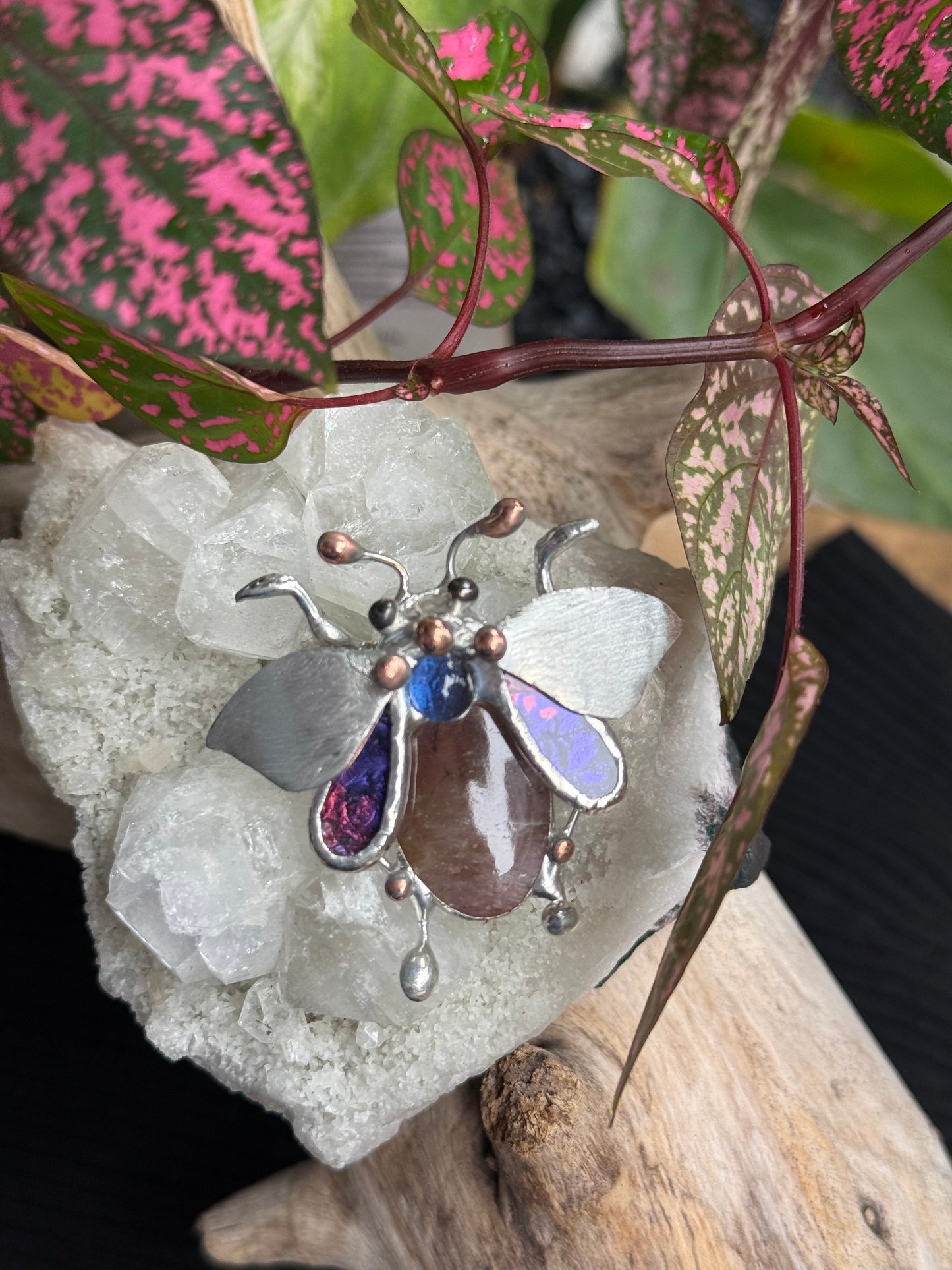 CHOOSE INSECT Brooch or Necklace Beetle with Gemstones, Artisan Jewelry Bug