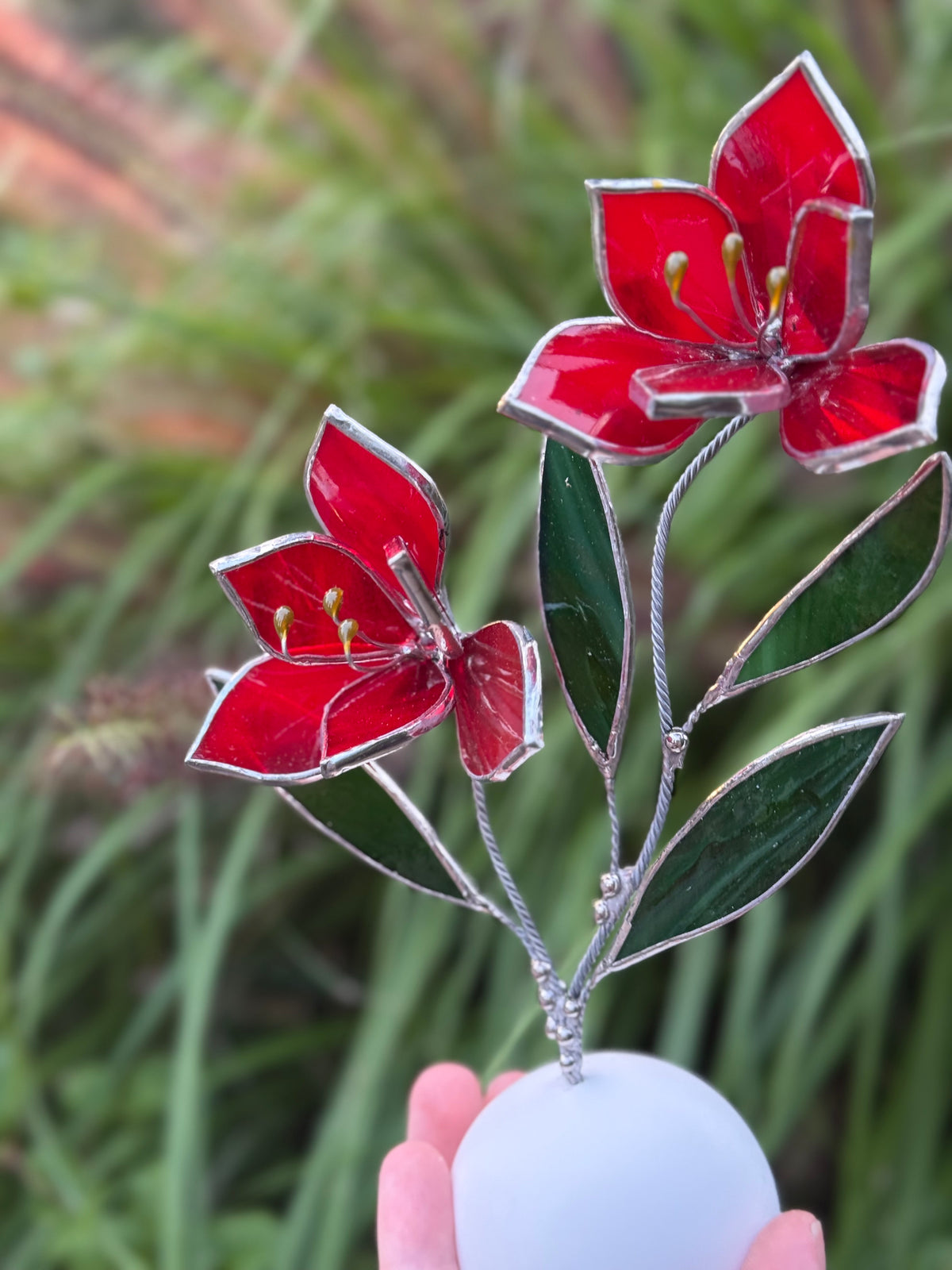 Amaryllis flower, Stained Glass Botanical Art, Modern Decor