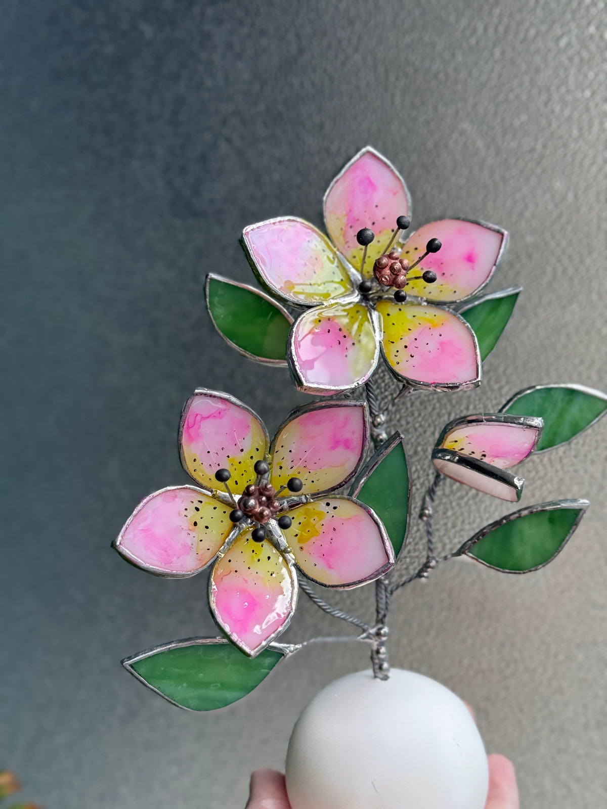 Hellebore Flower Hand Painted, Stained Glass Botanical Art, Modern Decor