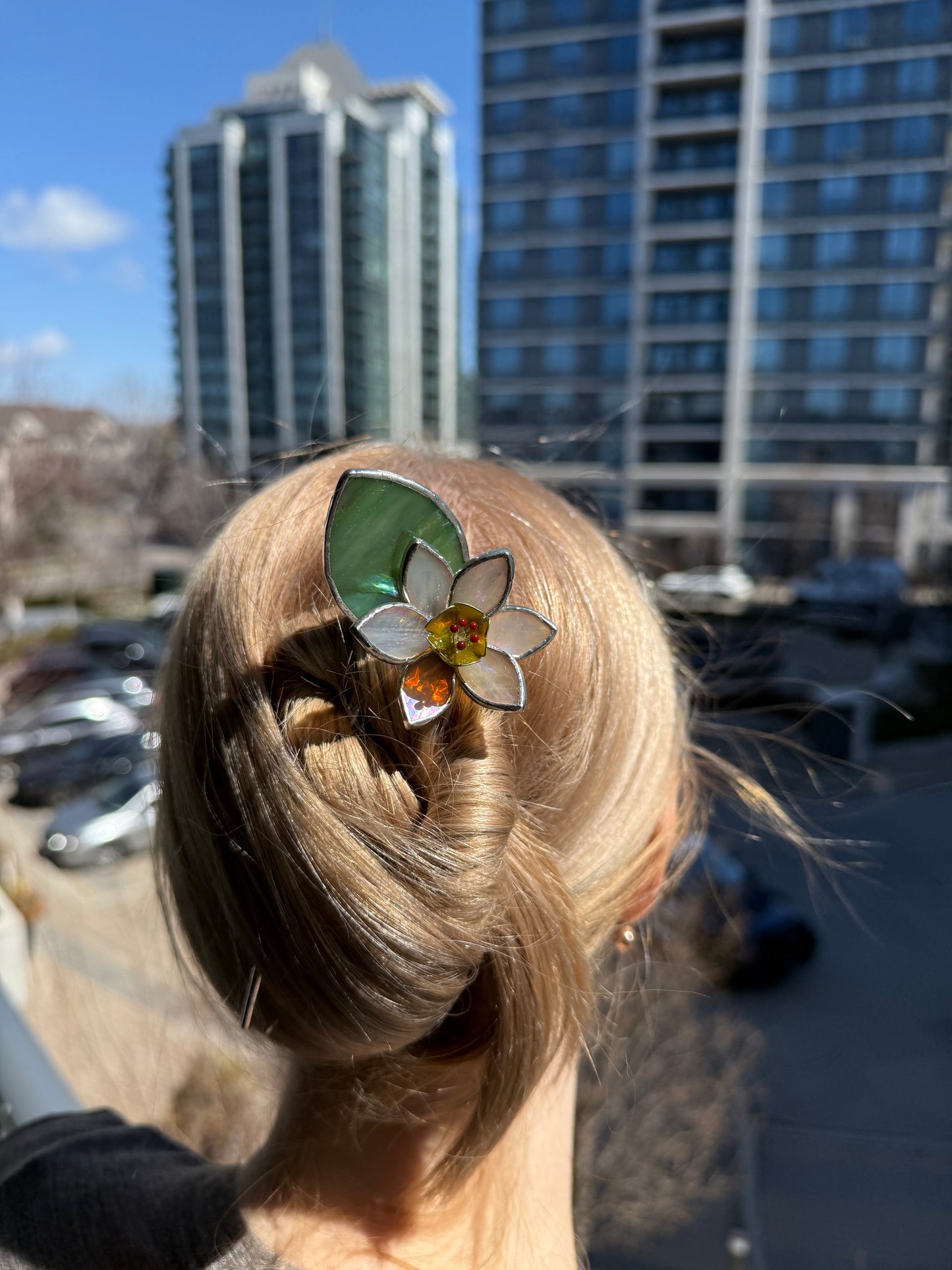 Hair Pin Stained Glass Daffodil Flower CHOOSE COLOR Handmade Accessories