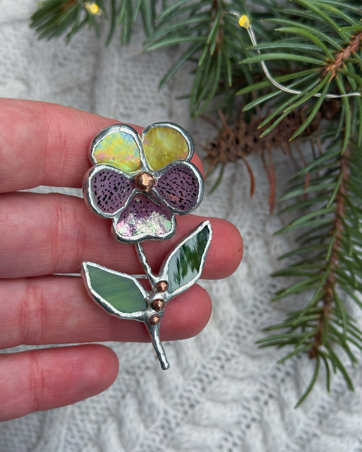 " . CHOOSE COLOR “Brooch Pansy flower” Stained glass tropical flower 3D, art jewelry