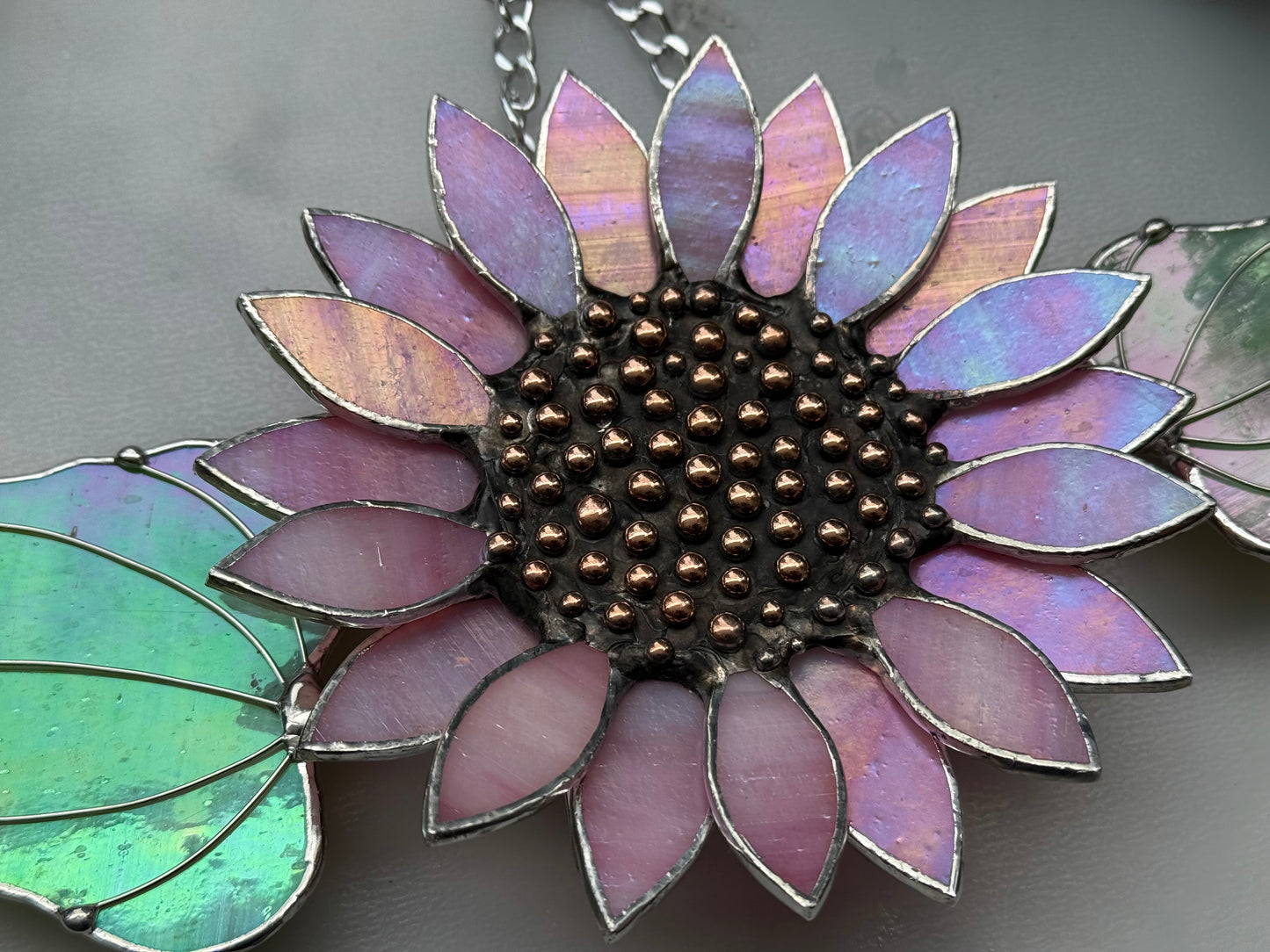 Sunflower Delicate Pink, Stained Glass Suncatcher, Wall Art Decor ready