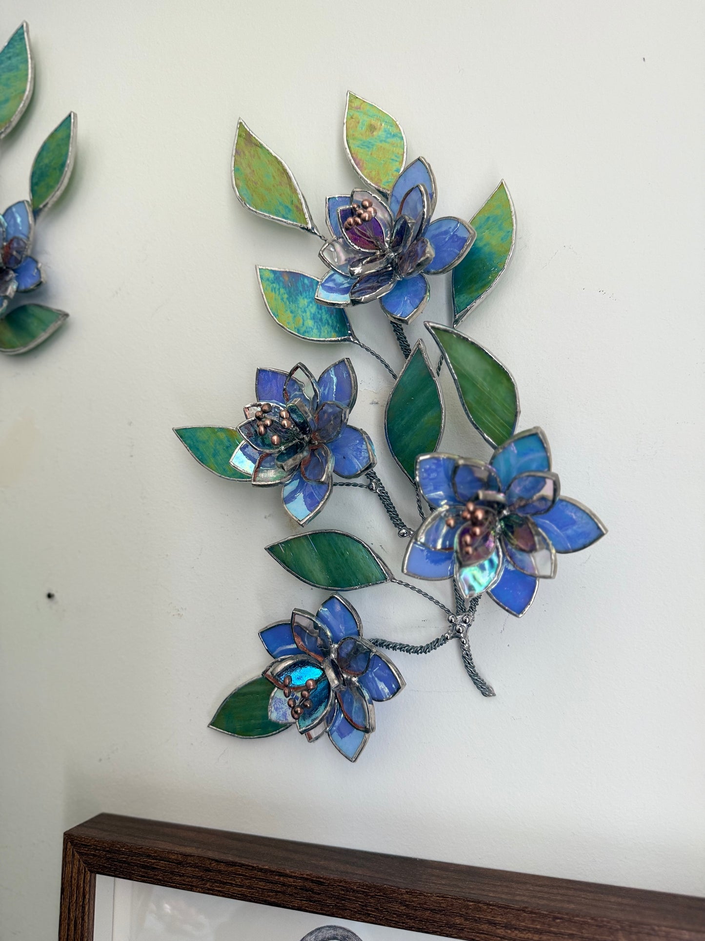 .Blue wildflowers Stained glass, Wall Decor, Glass Suncatcher Wall Decor ready