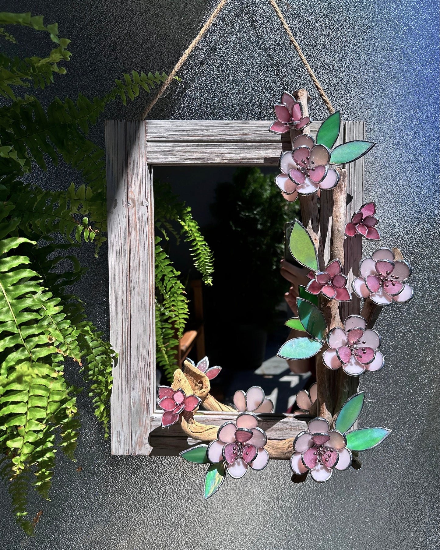 " . Beautiful Sakura Flower Mirror, Cherry blossom, Stained glass Wedding Wall Decor, Christmas gift, Suncatcher