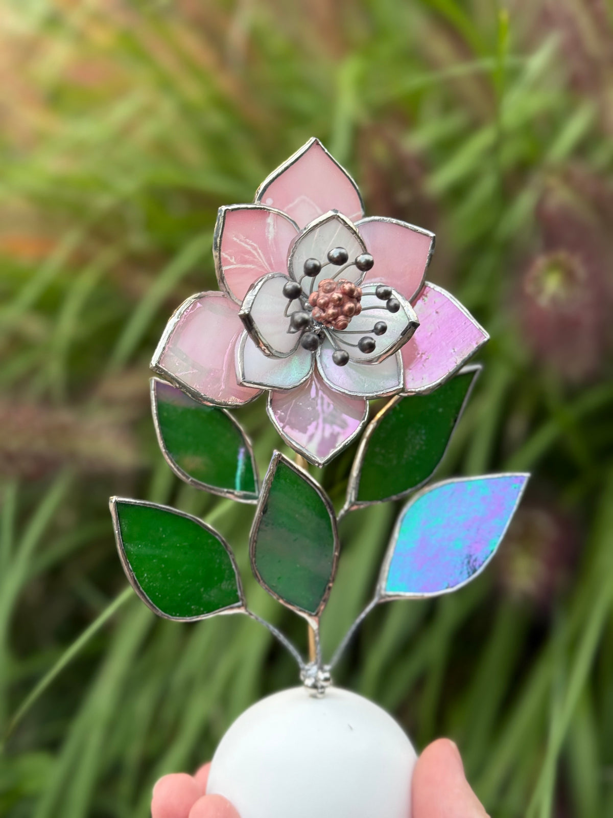 Camellia flower, Stained Glass Botanical Art, Modern Decor