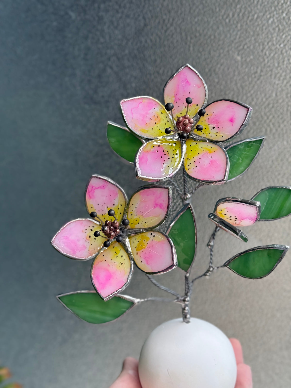 Hellebore Flower Hand Painted, Stained Glass Botanical Art, Modern Decor