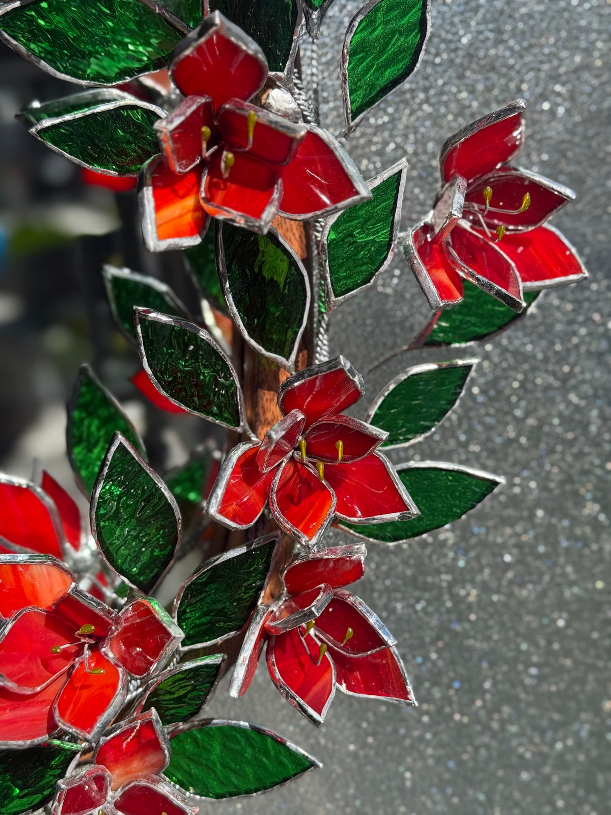 Flower Mirrors Set of 3, Stained glass Flower Mirror, 3D Botanical Floral Wall Art ready new