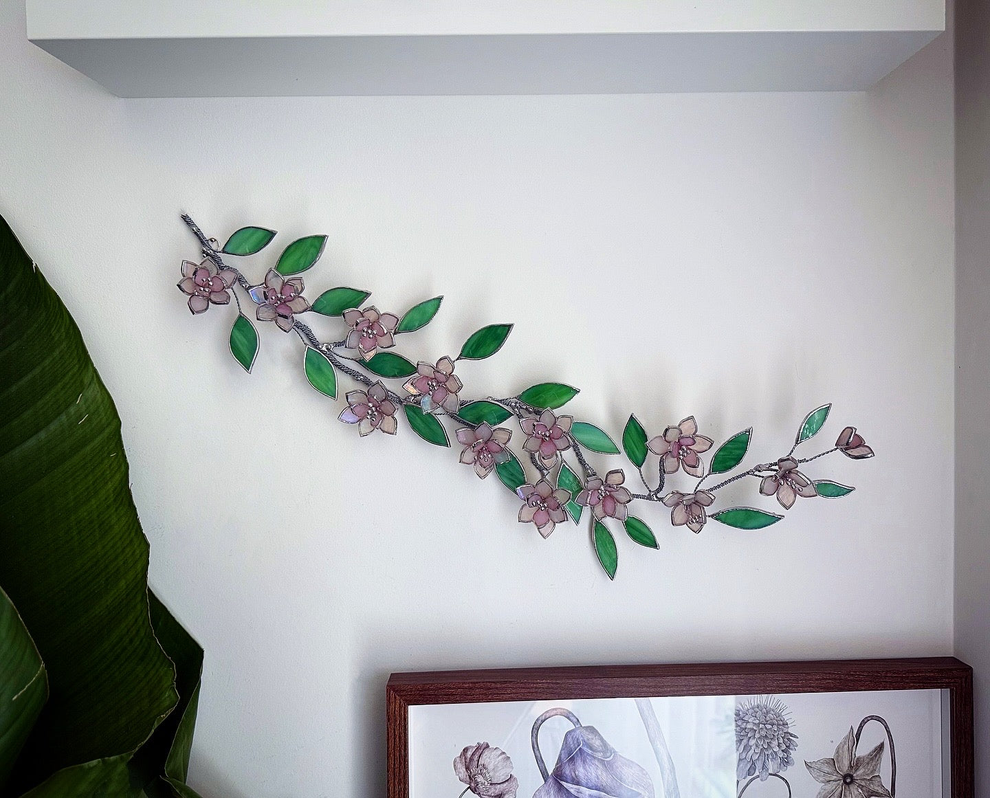 .Beautiful Sakura Stained Brunch, Wall Decor, Glass Suncatcher Wall Decor ready