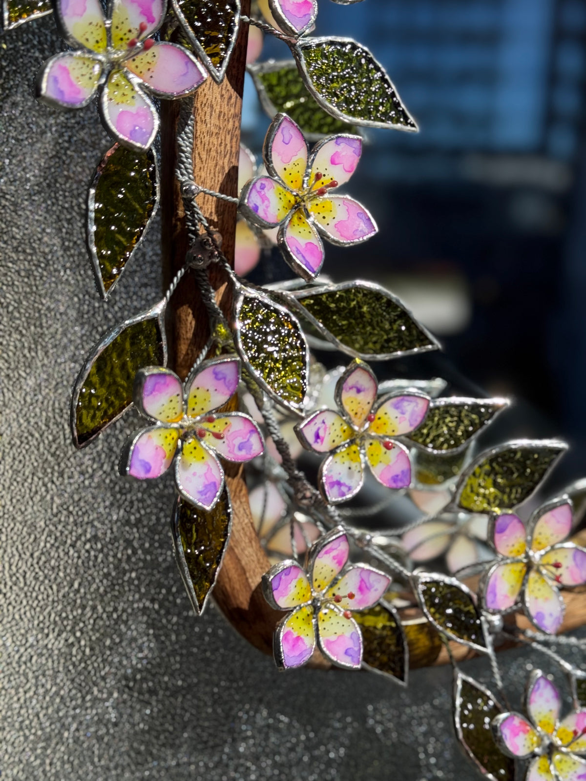 Flower Mirrors Set of 3, Stained glass Flower Mirror, 3D Botanical Floral Wall Art ready new