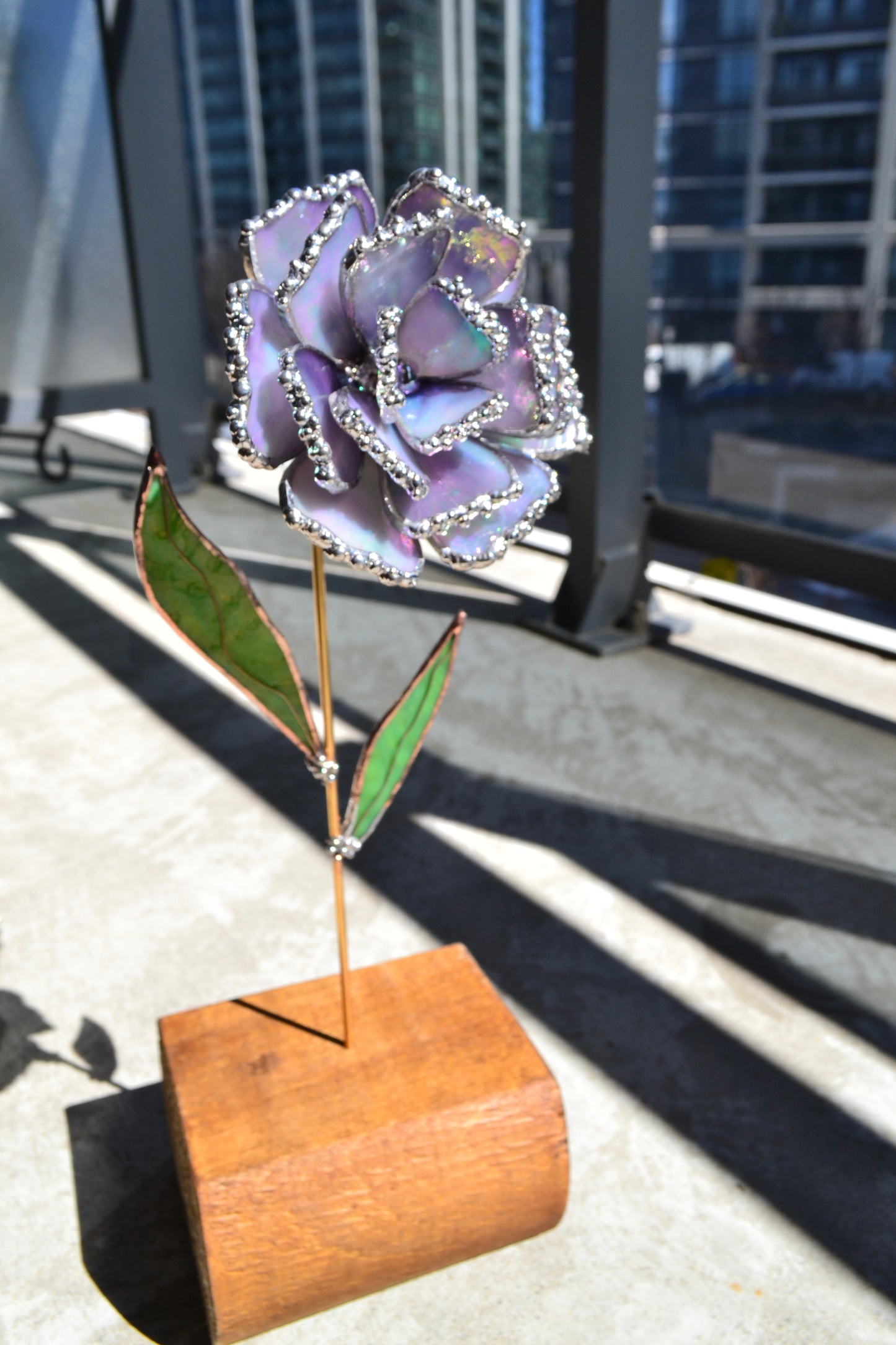 " . Lavender Peony". Iridescent stained glass tropical flower Suncatcher 3D, Table plant decor, Home Garden stake, Mother’s Day gift