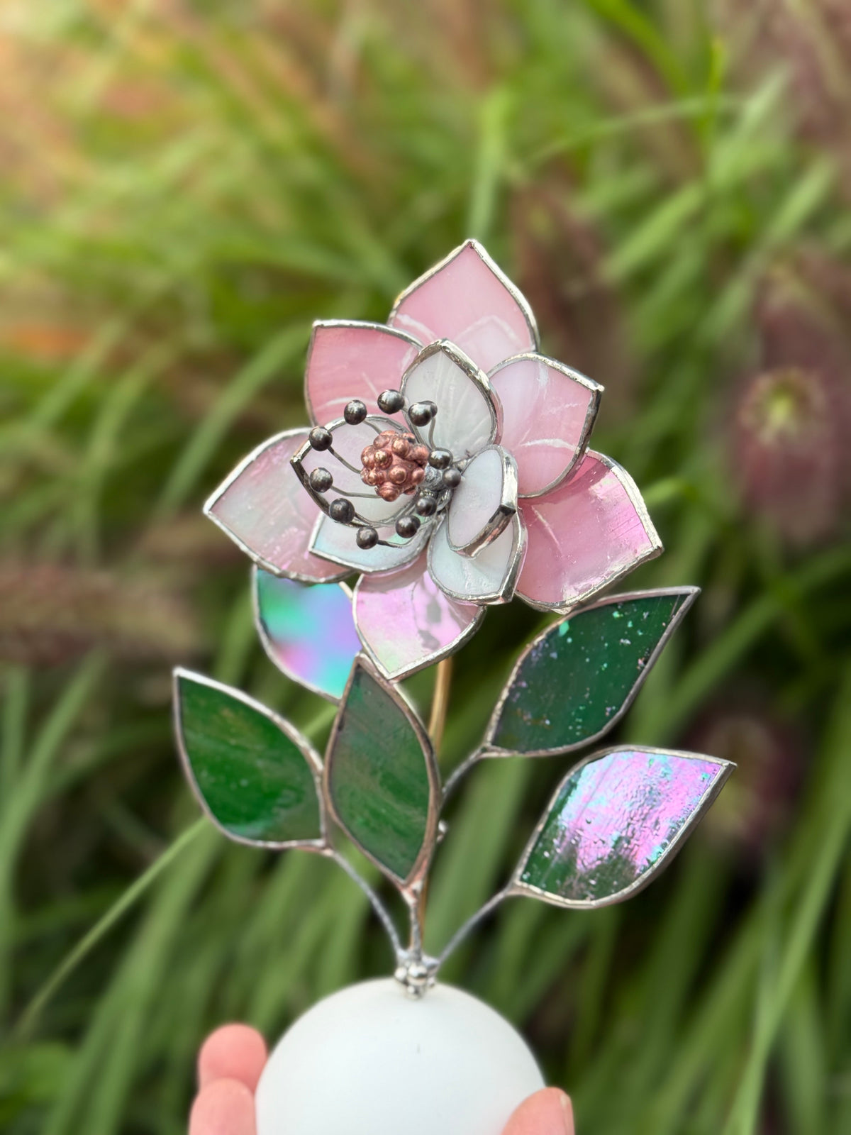 Camellia flower, Stained Glass Botanical Art, Modern Decor