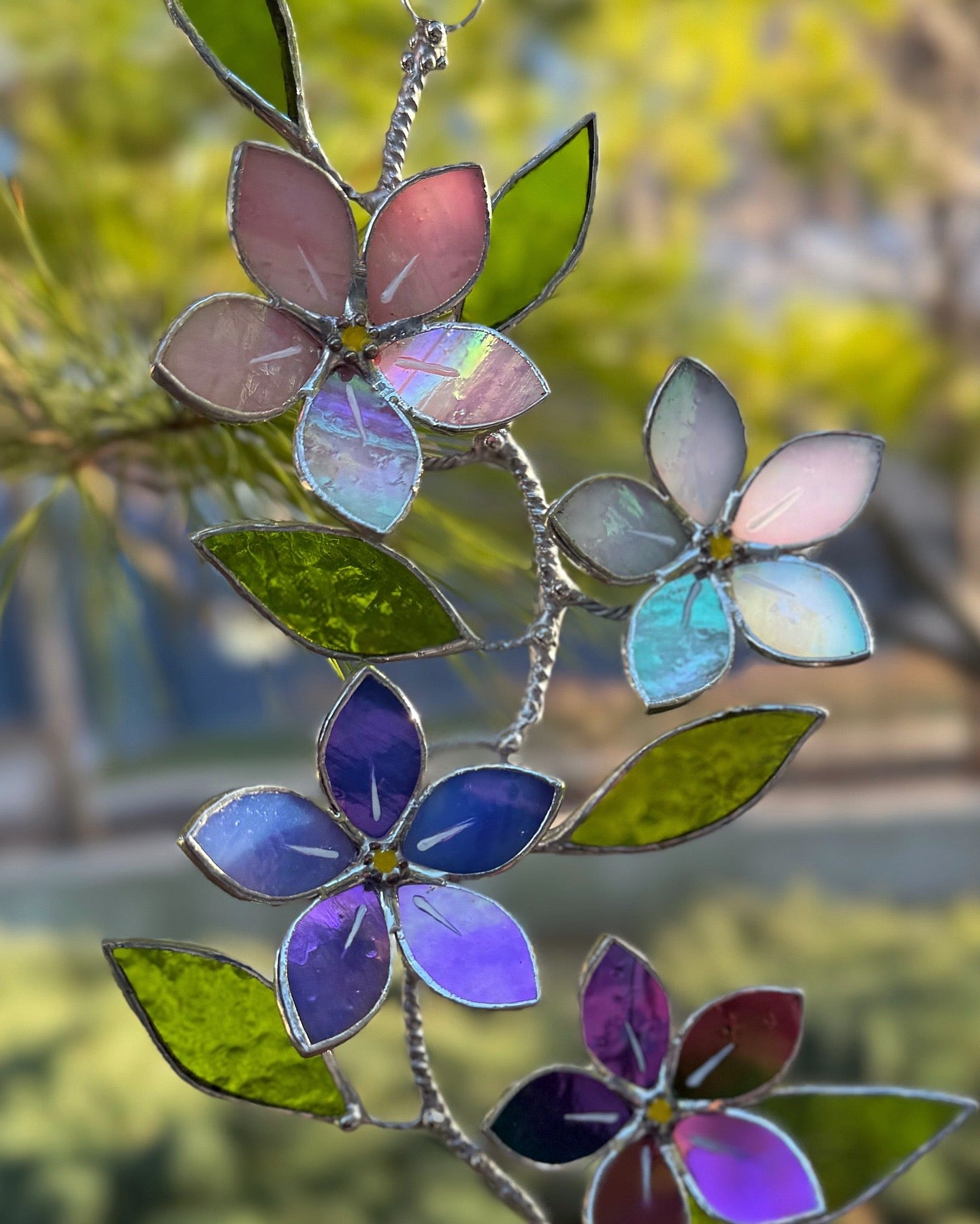 " . Forget me not flower Gradient Wall Pendant, Stained glass Decorative ORNAMENT, Walldecoration, Suncatcher