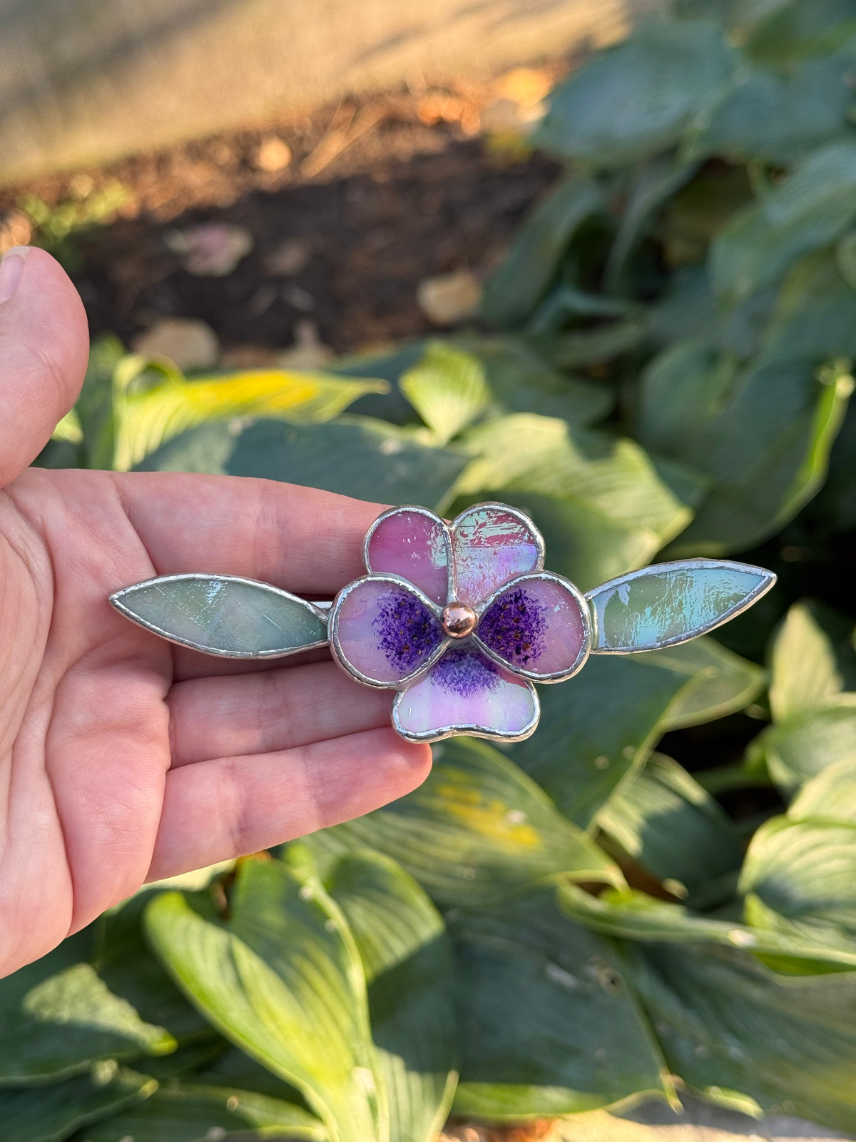 .CHOOSE FLOWER TYPE, Hair CLIP, Stained Glass Botanical Modern Floral Jewelry