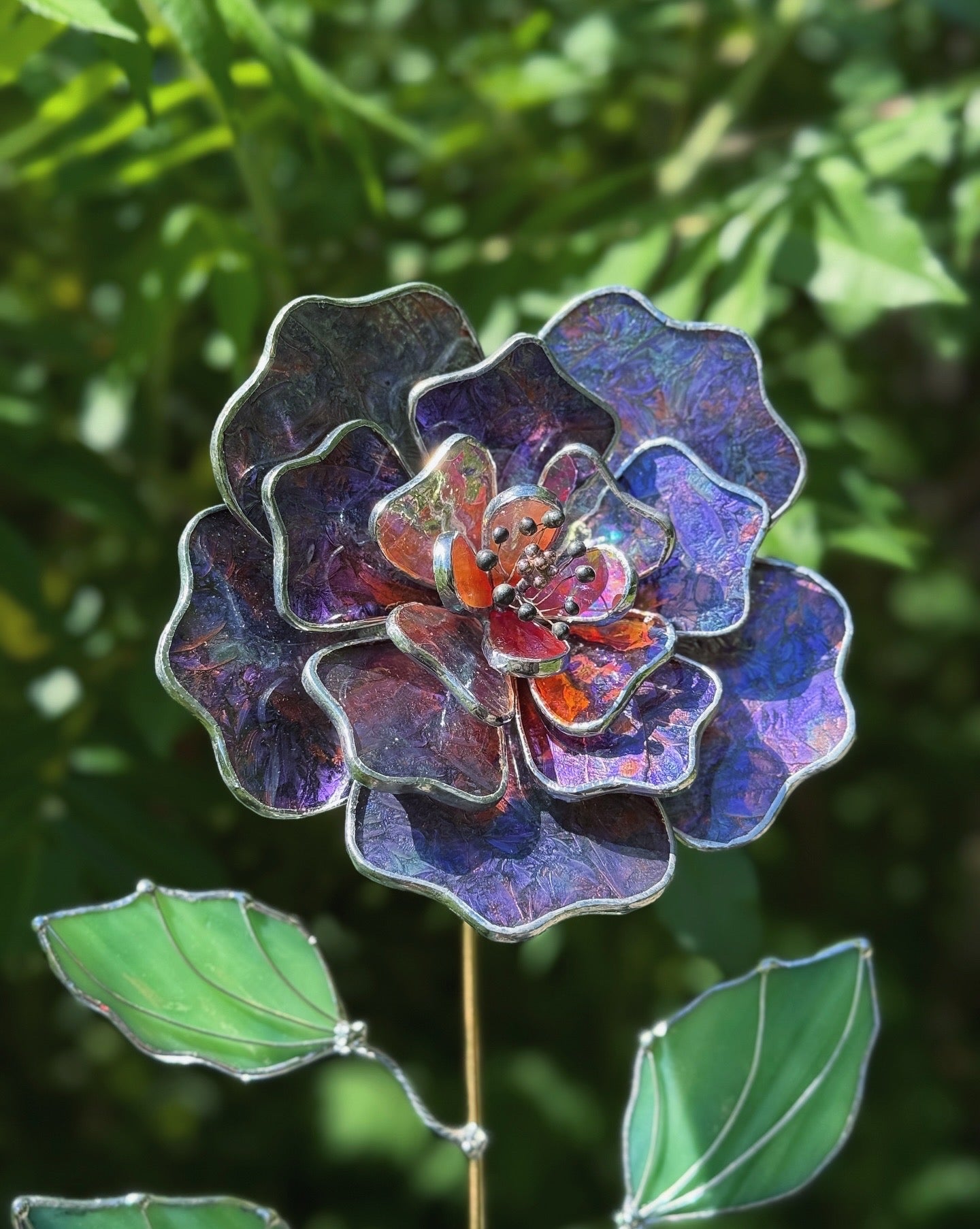 .Multicolor Peony Stained glass flower 3D Botanical Table Plant Decor new ready