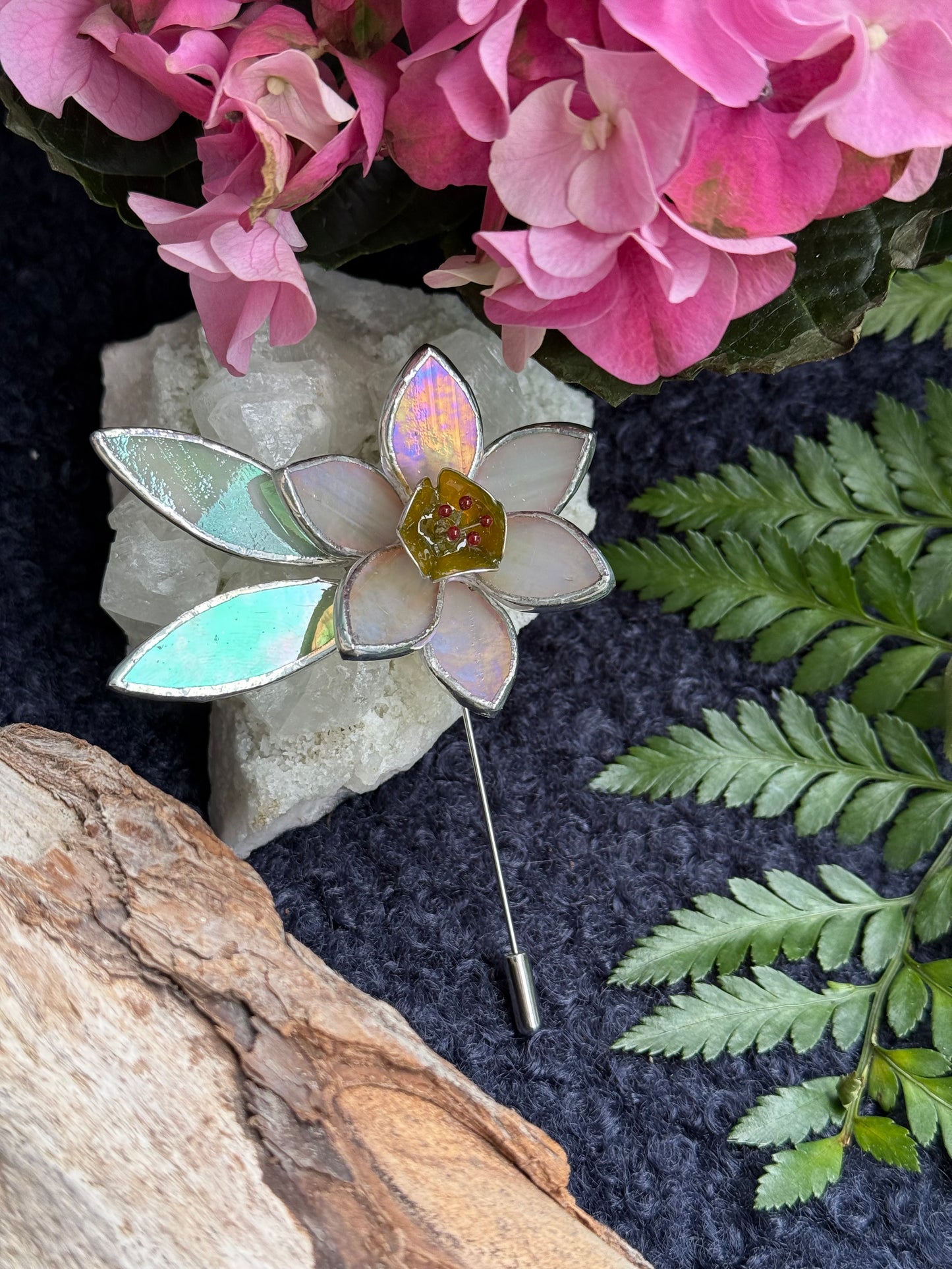 Daffodil Brooch Statement Stained Glass Floral Pin, Modern Art Jewelry