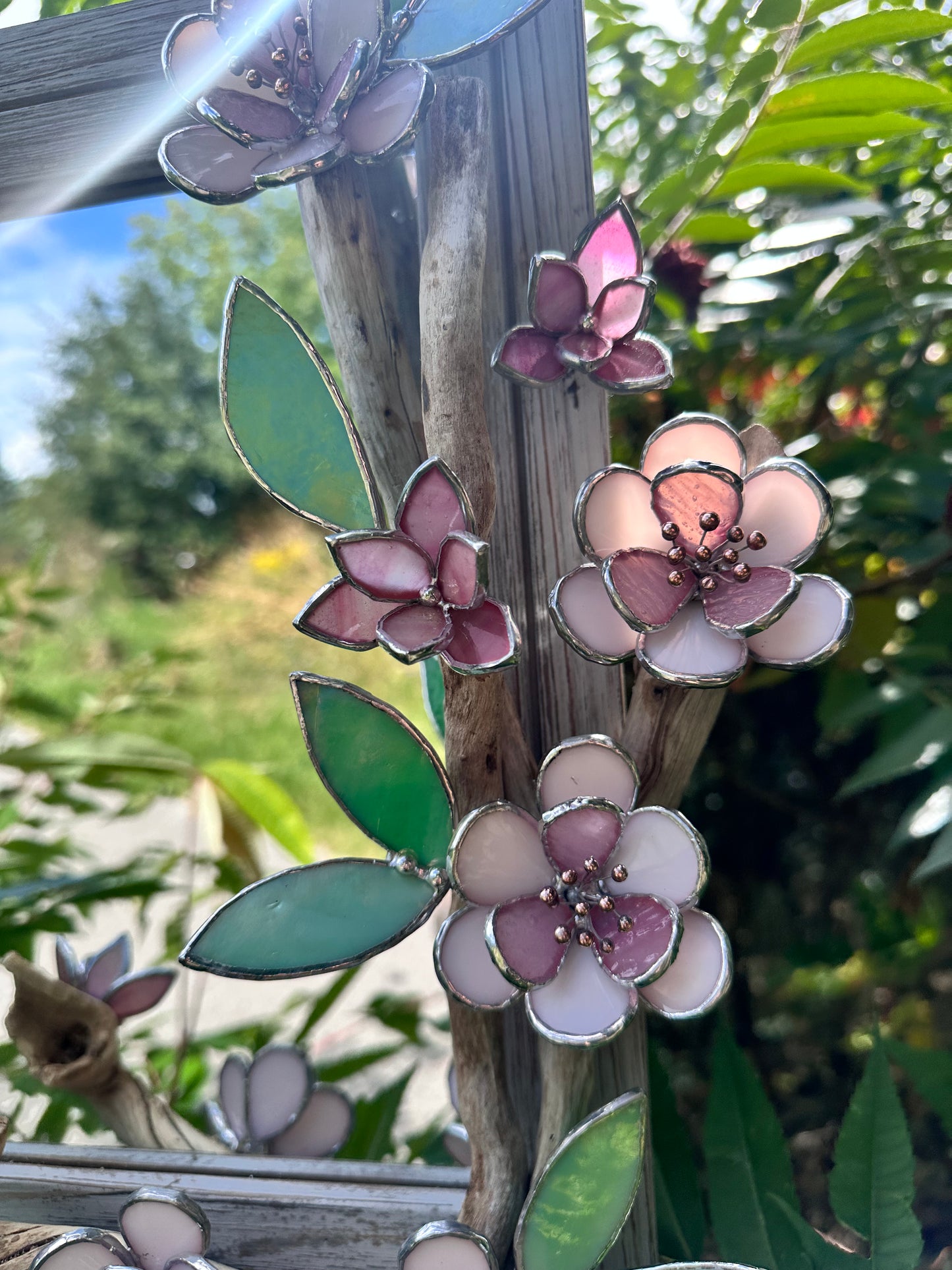 " . Beautiful Sakura Flower Mirror, Cherry blossom, Stained glass Wedding Wall Decor, Christmas gift, Suncatcher