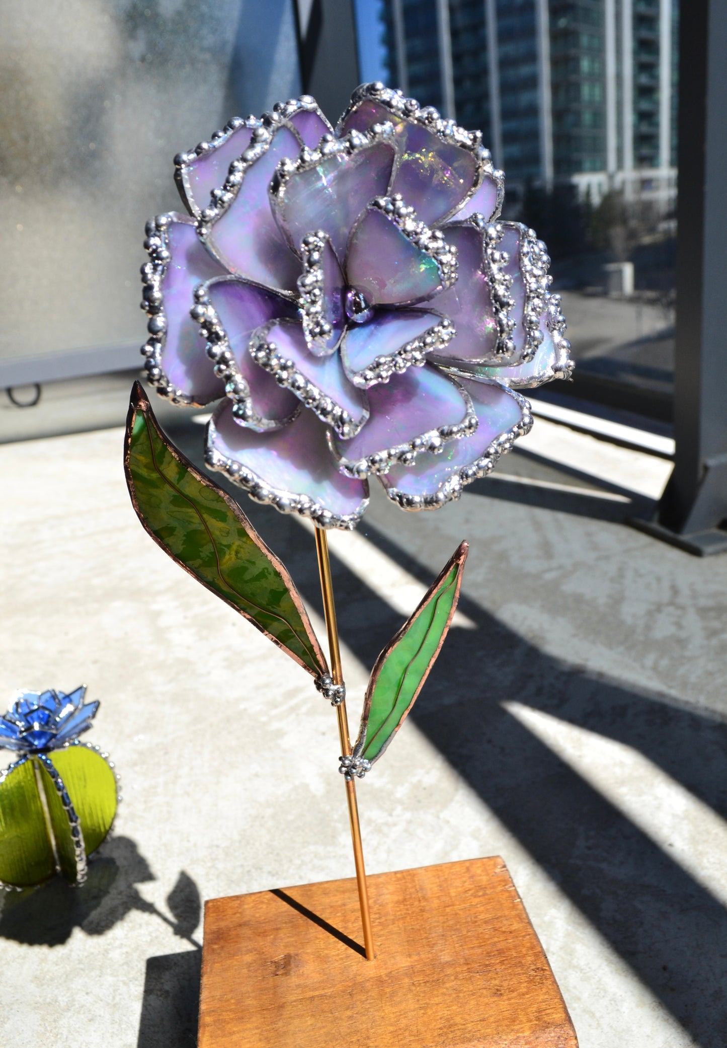 " . Lavender Peony". Iridescent stained glass tropical flower Suncatcher 3D, Table plant decor, Home Garden stake, Mother’s Day gift