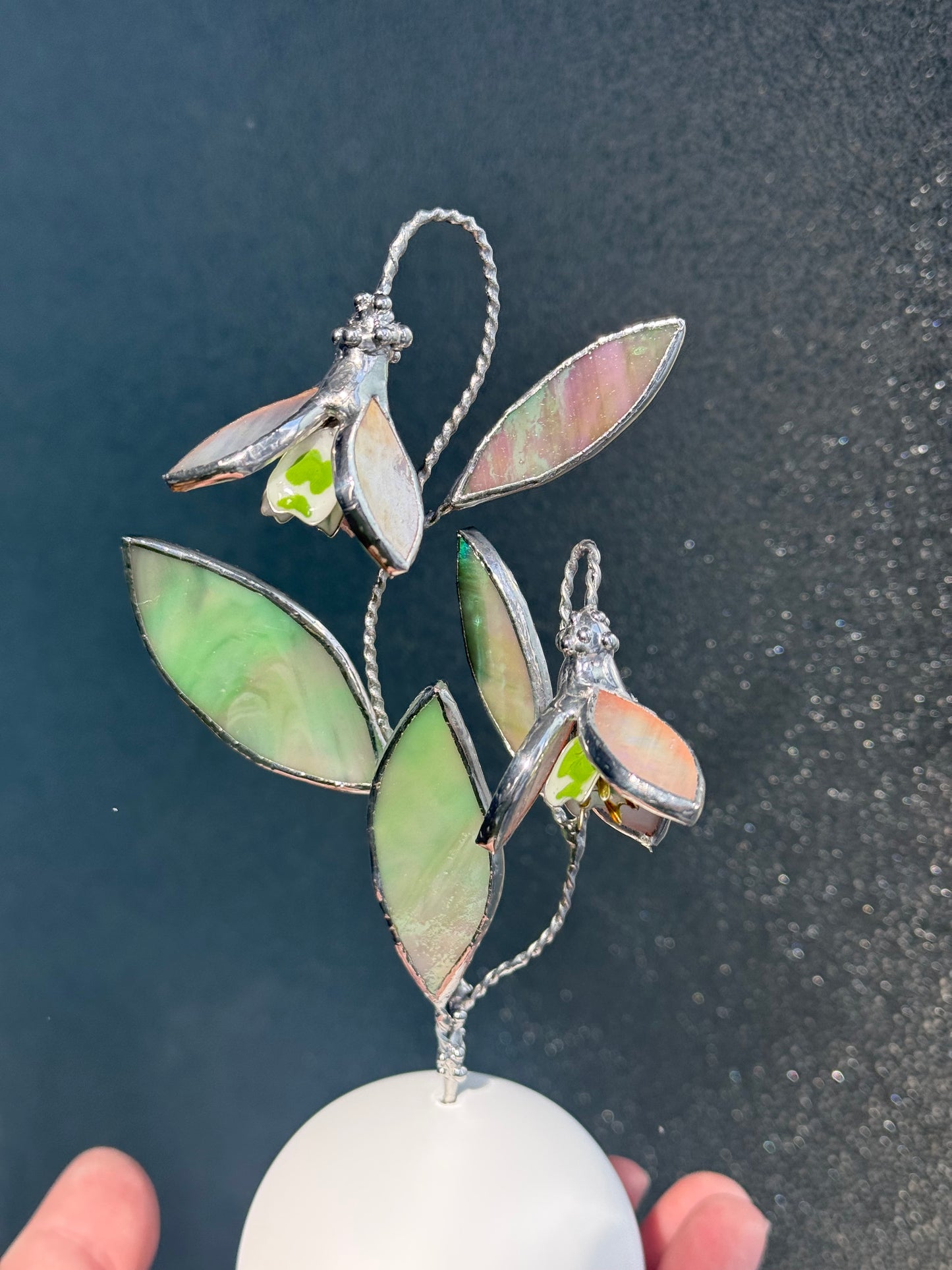 .Snowdrop Artisan Stained Glass Botanical 3D Sculpture
