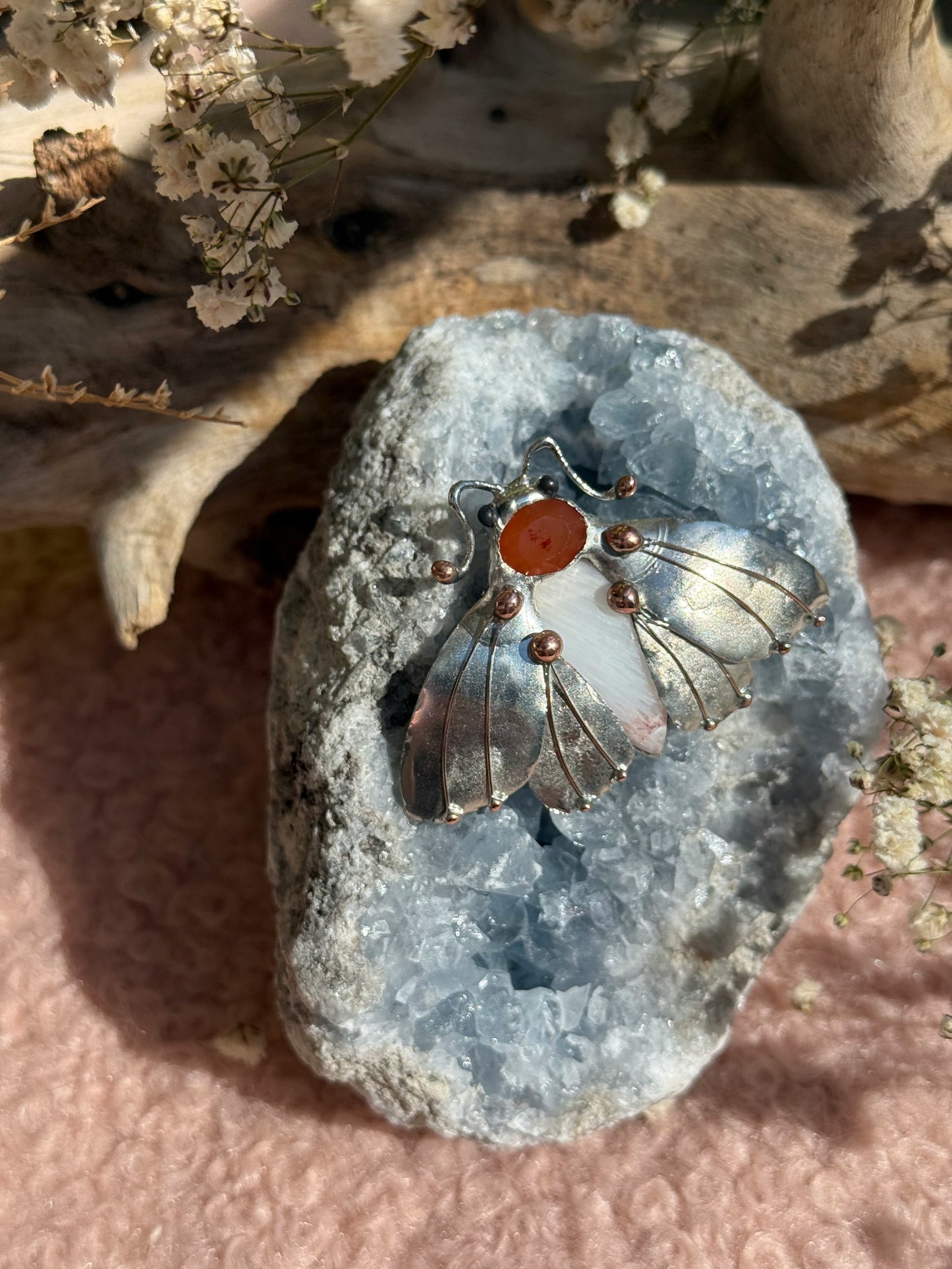 CHOOSE INSECT Brooch or Necklace Beetle with Gemstones, Artisan Jewelry Bug