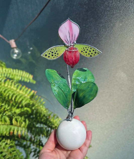 .Lady’s Slipper Orchid, Artificial flower, Botanical  Modern Art Decor