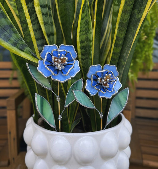 " . CHOOSE COLOR Peony flower stick, Plant stake no pot” Stained glass tropical flower 3D, Sun catcher, Table plant, Garden stick, Outdoor and gardening decor