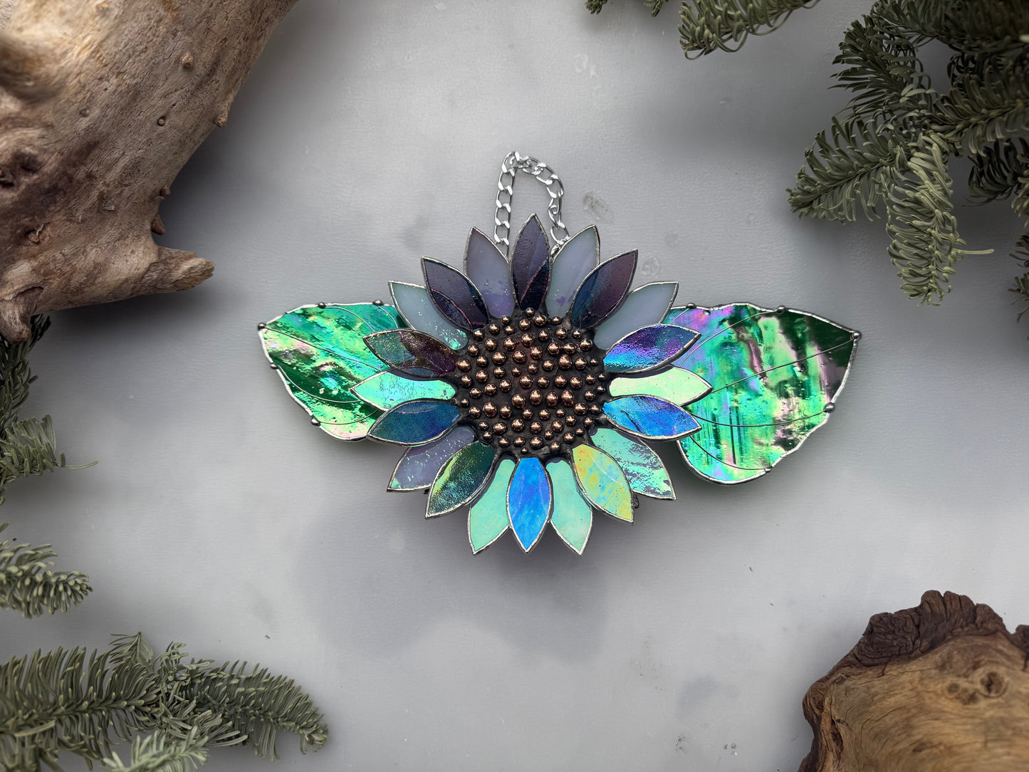 Sunflower Lavender Dreams, Stained Glass Suncatcher, Wall Art Decor ready