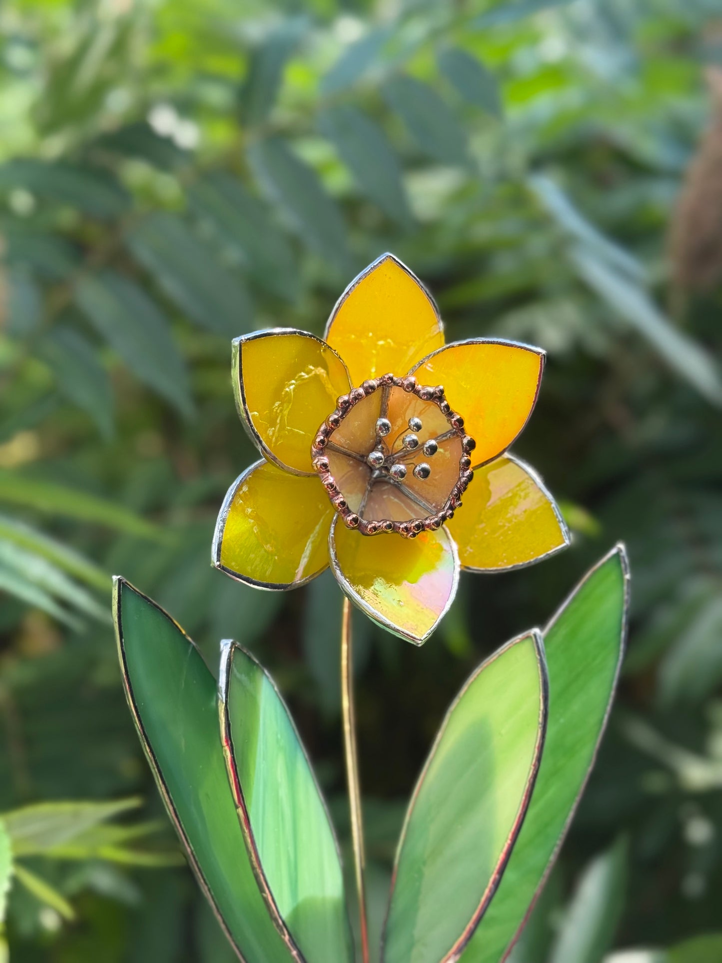 .Lemon Yellow Lumi Daffodil Flower Stained glass tropical flower new