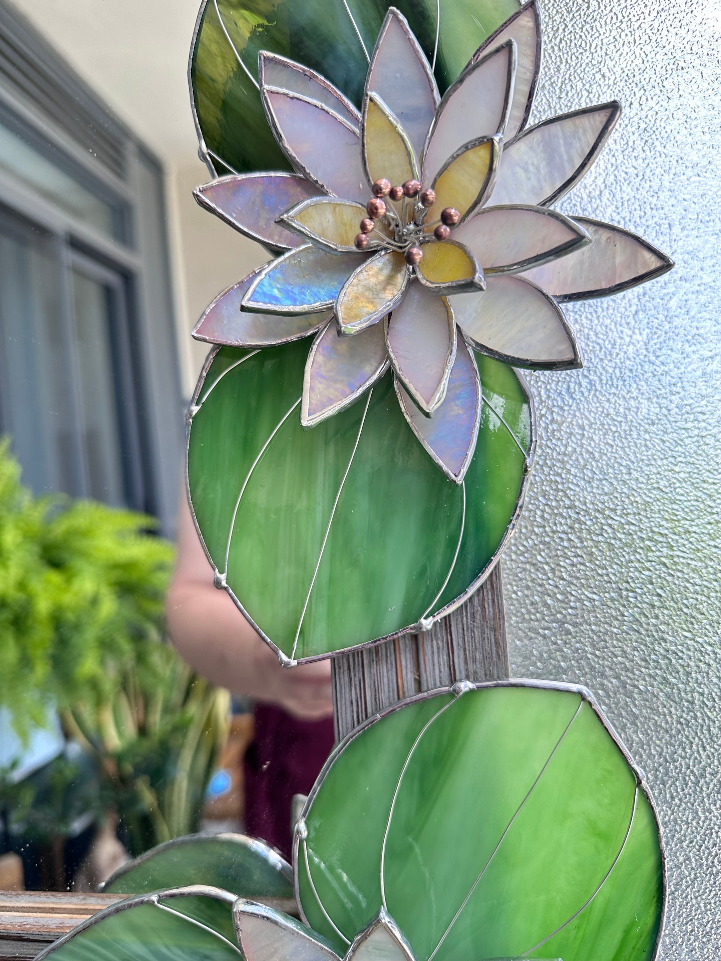 " .Water Lily Flower Mirror”, Stained glass Wedding Wall Decor, Christmas gift, Suncatcher