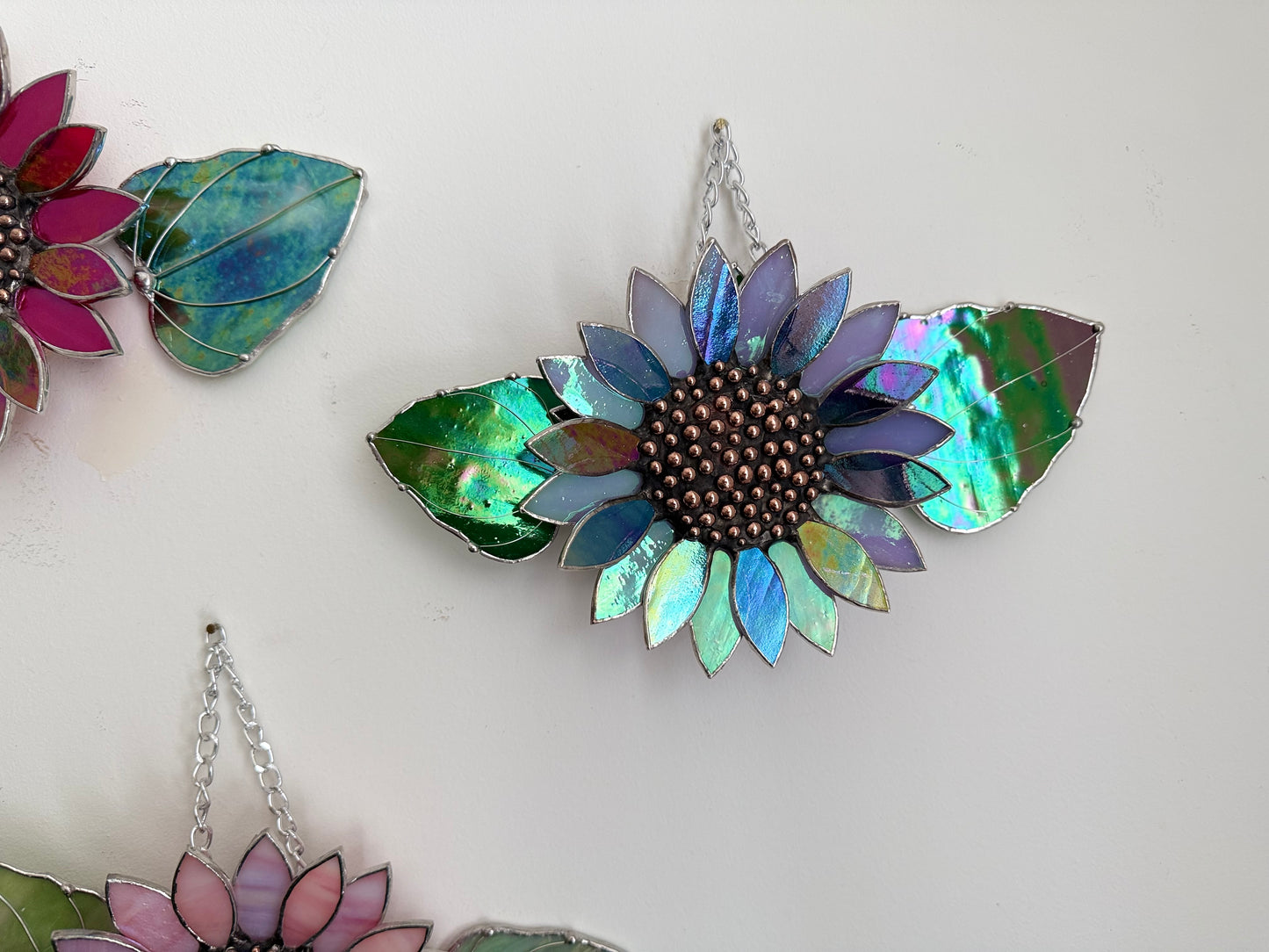 Sunflower Lavender Dreams, Stained Glass Suncatcher, Wall Art Decor ready