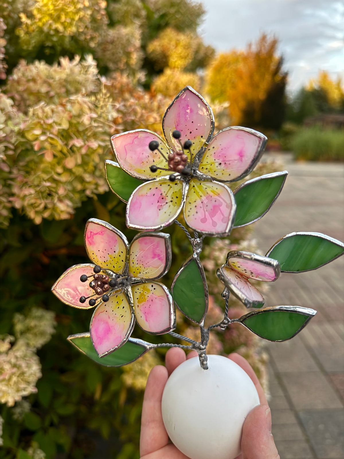 Hellebore Flower Hand Painted, Stained Glass Botanical Art, Modern Decor