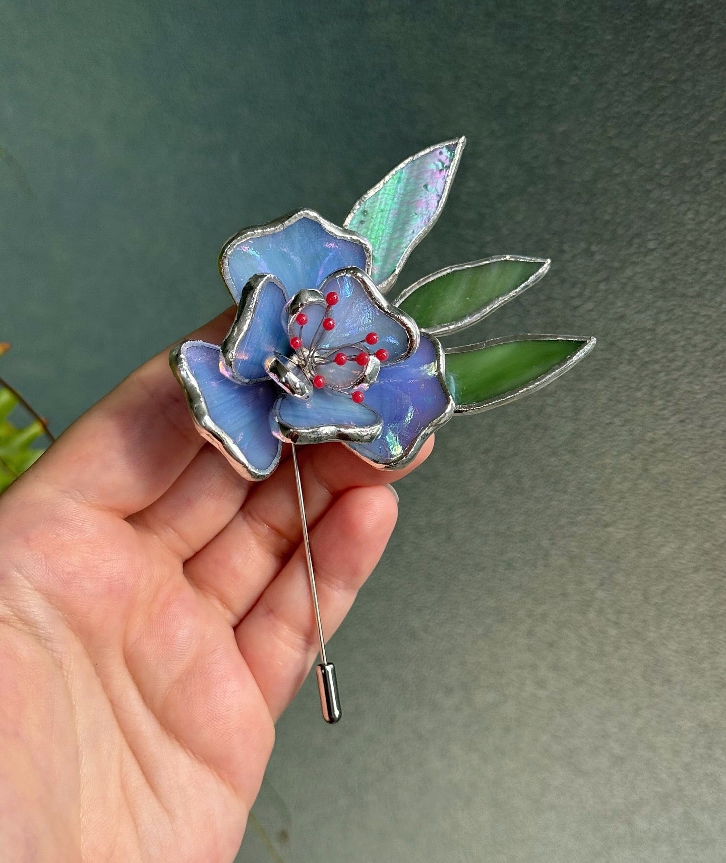 .HairPin Stained Glass Peony Flower CHOOSE COLOR Handmade Accessories