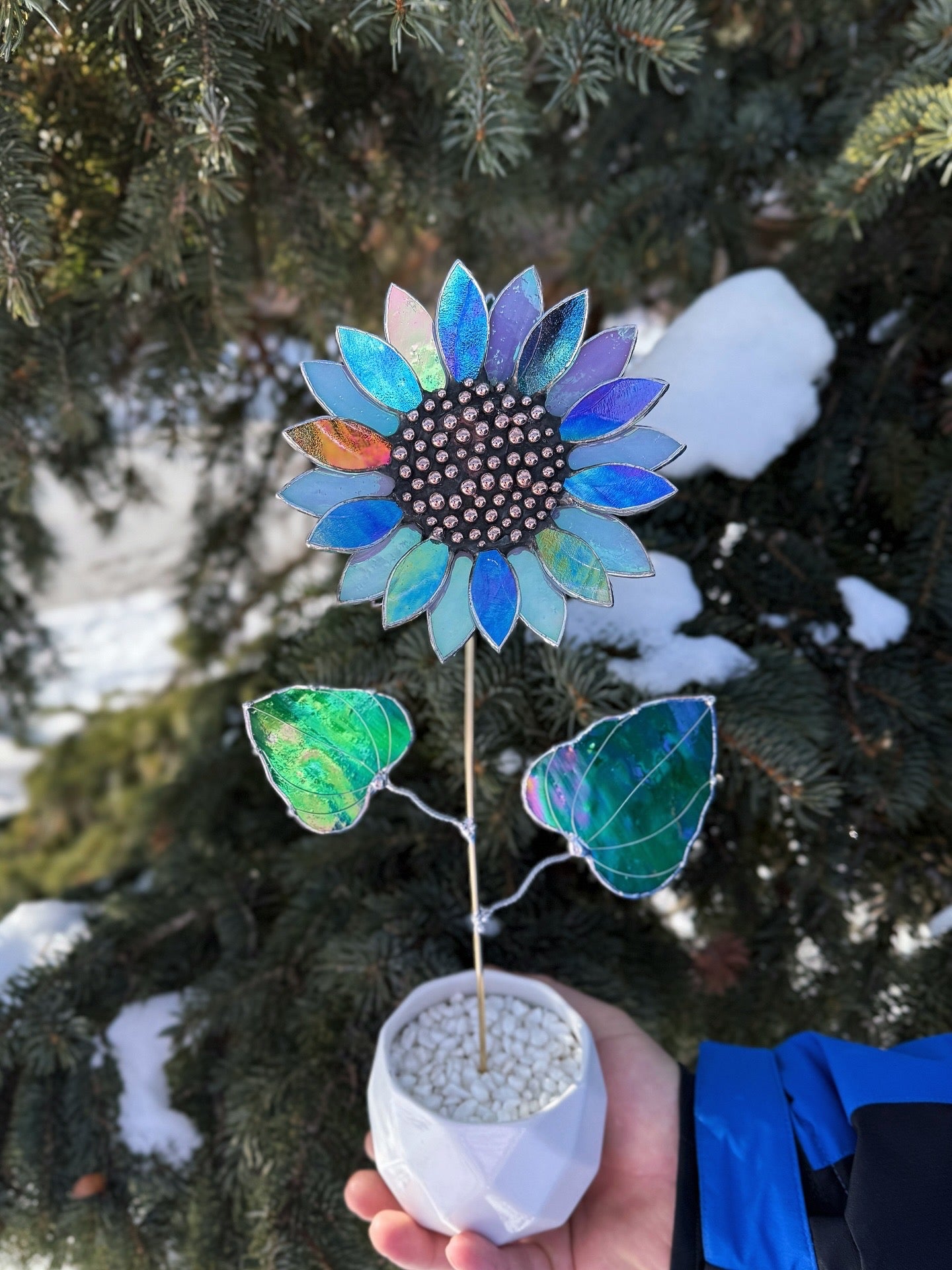 Lavender Dreams Sunflower,3D Stained Glass Suncatcher, Botanical Decor
