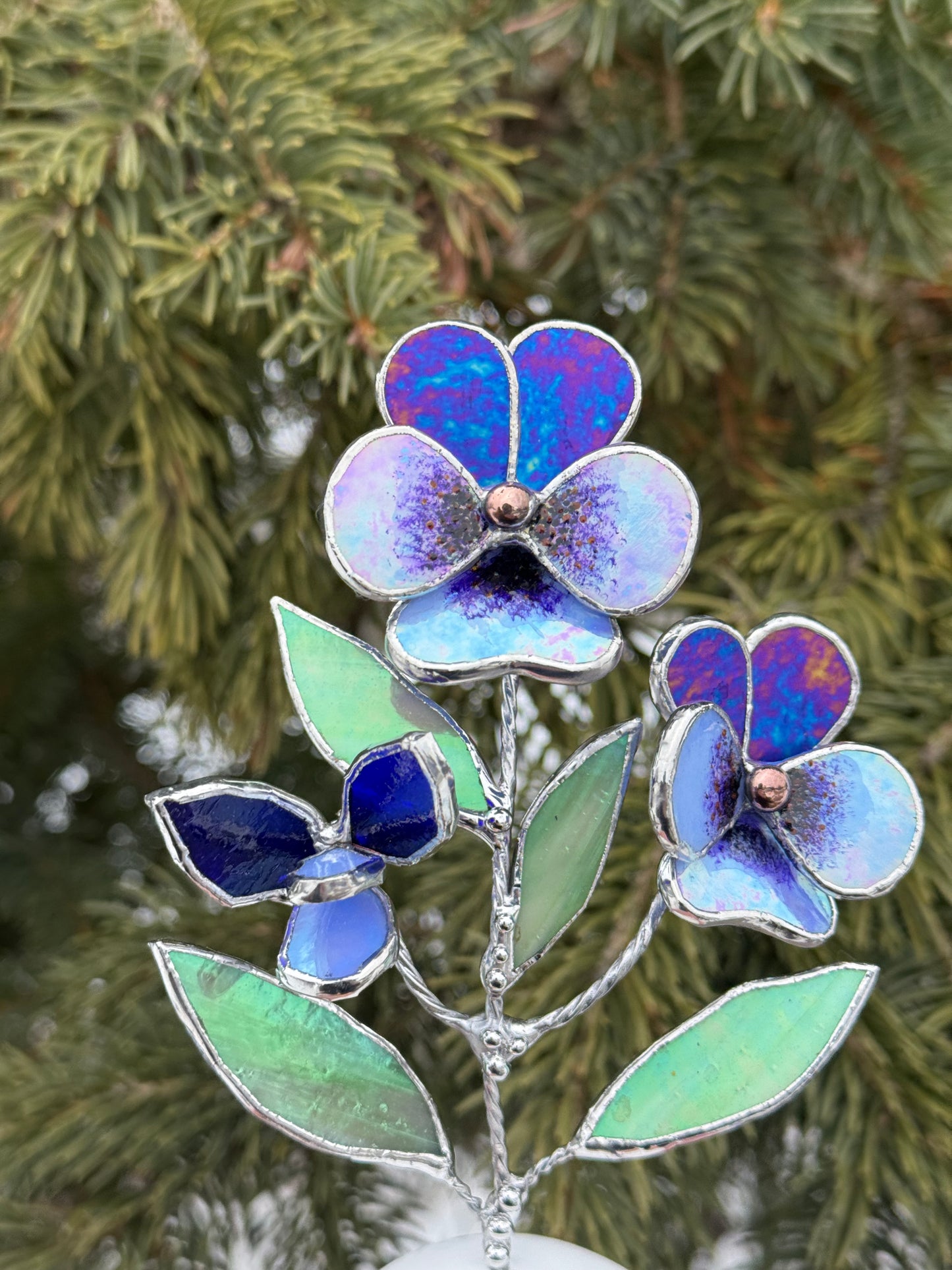 .Pansy Flower in a base, CHOOSE COLOR Stained Glass Botanical Decor