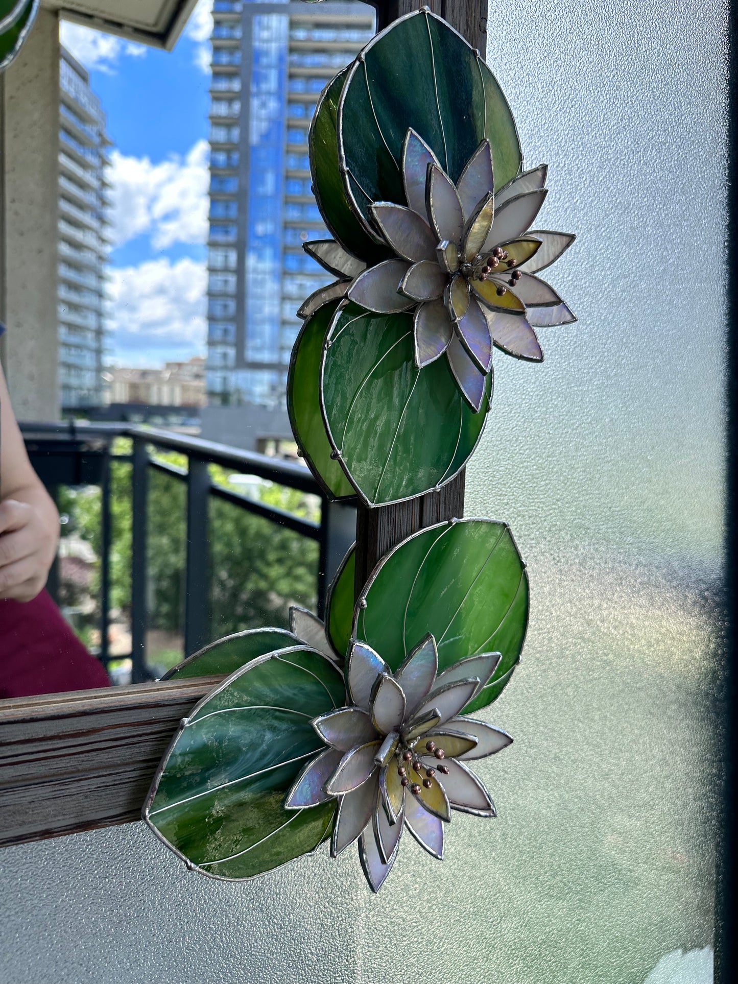 " .Water Lily Flower Mirror”, Stained glass Wedding Wall Decor, Christmas gift, Suncatcher