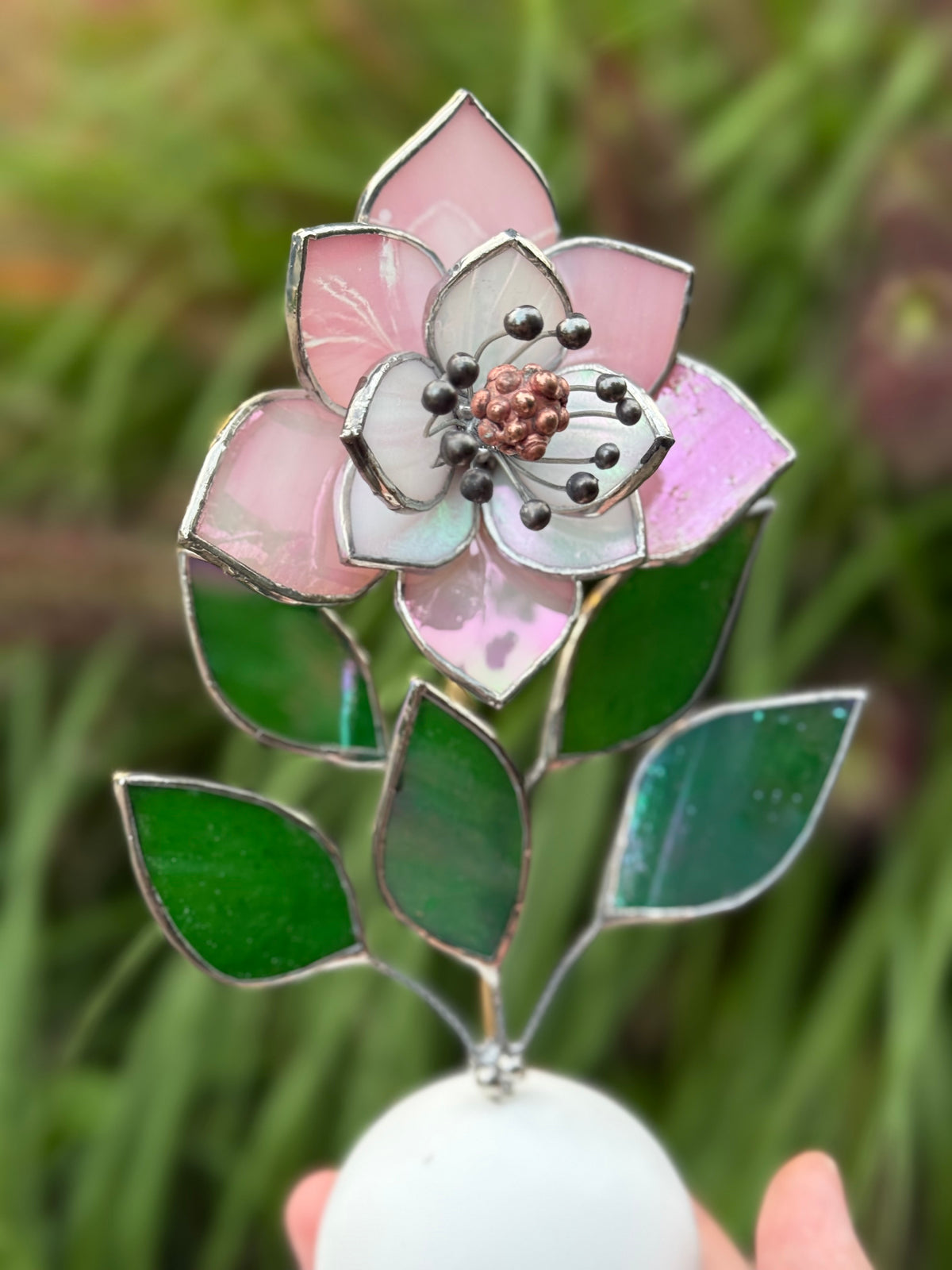 Camellia flower, Stained Glass Botanical Art, Modern Decor