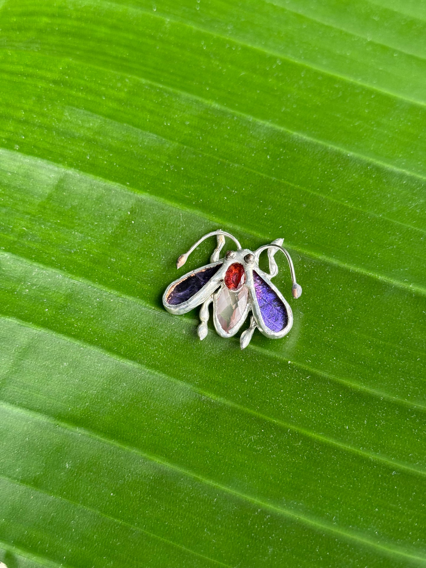 CHOOSE INSECT Brooch or Necklace Beetle with Gemstones, Artisan Jewelry Bug