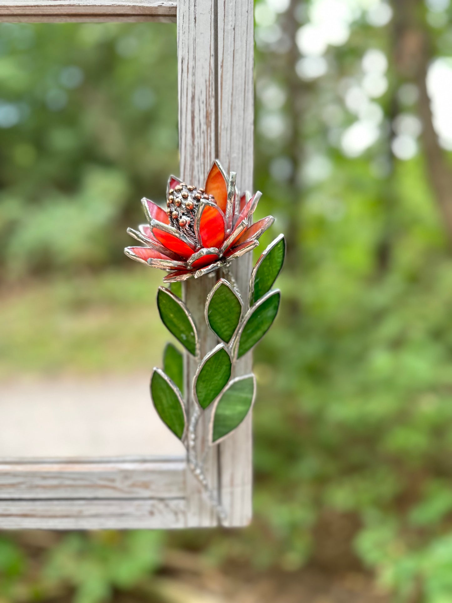 " . Protea Flower Mirror, Stained glass Wedding Wall Decor, Christmas gift, Suncatcher