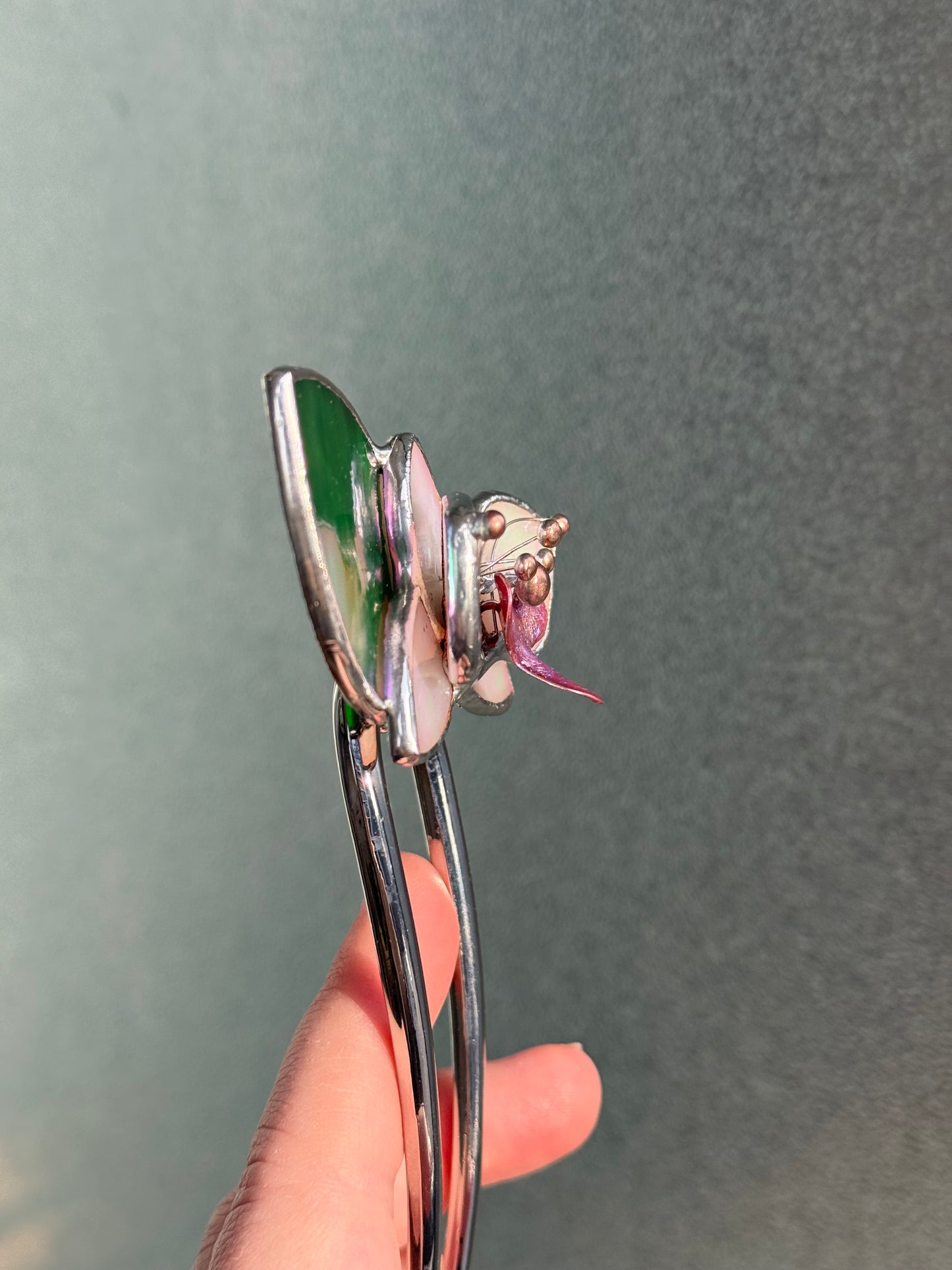 Hair Pin Stained Glass Orchid Flower CHOOSE COLOR Handmade Floral Accessories
