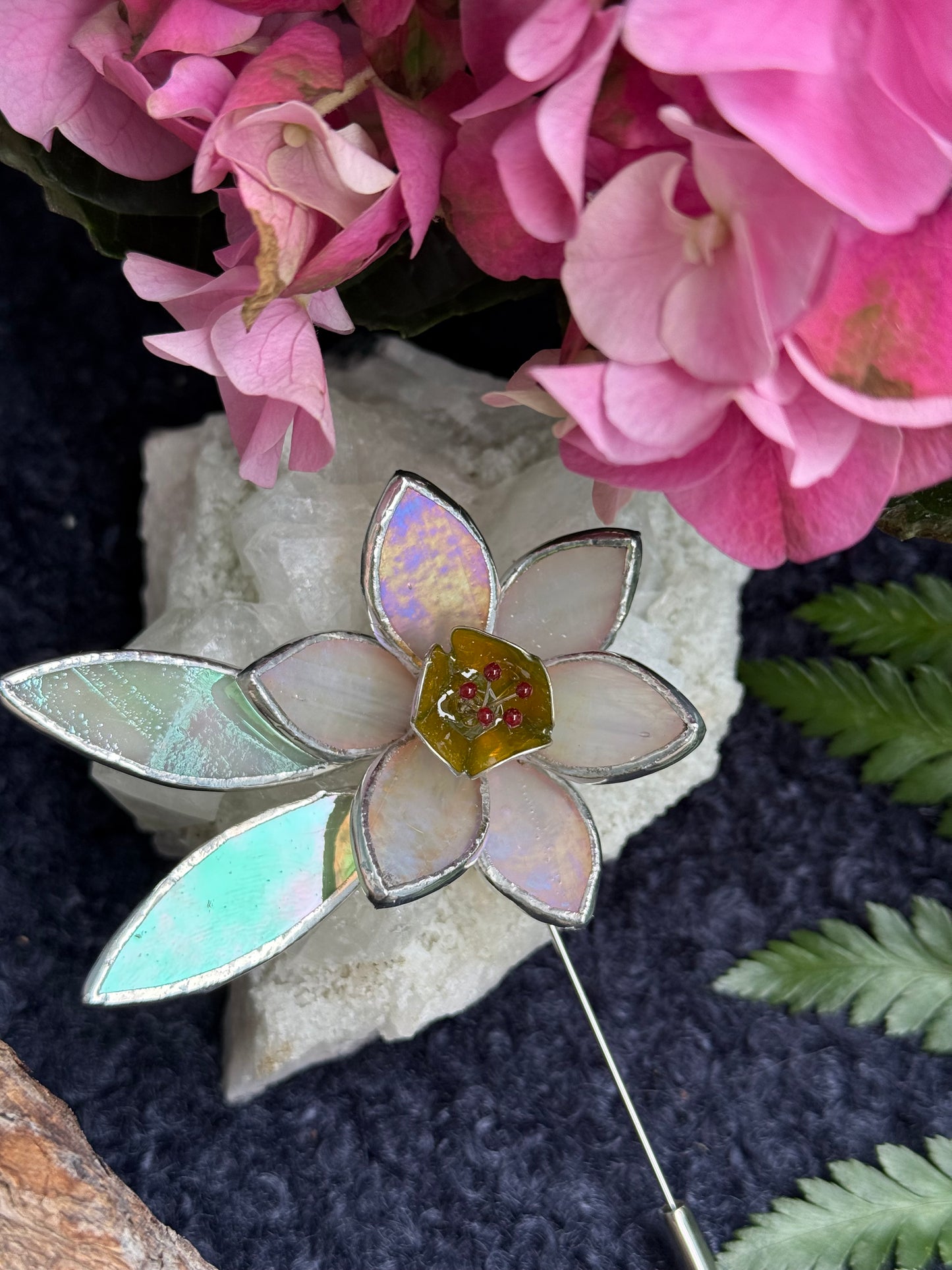 Daffodil Brooch Statement Stained Glass Floral Pin, Modern Art Jewelry