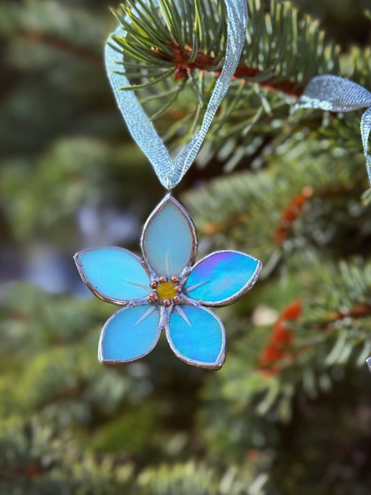 " . Forget me not flower Light blue lumi , Stained glass Decorative ORNAMENT, Christmas decoration, Suncatcher