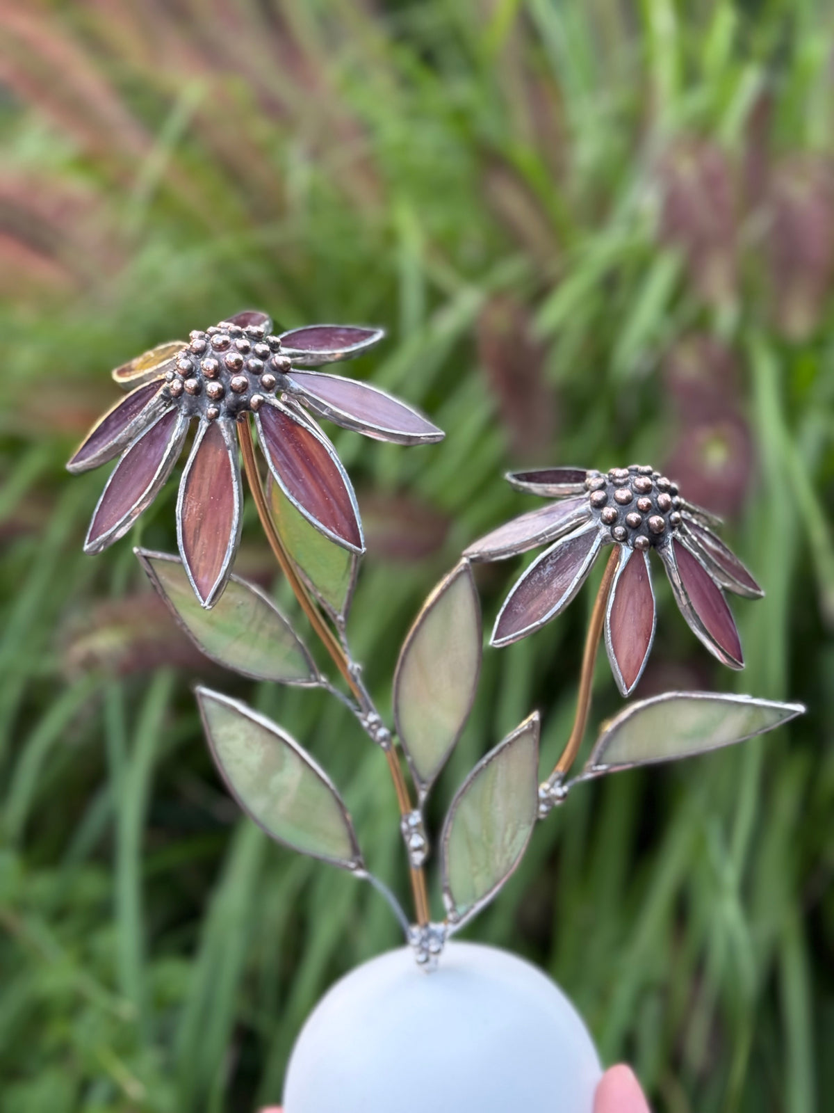 Coneflower, Stained Glass Botanical Art, Modern Decor