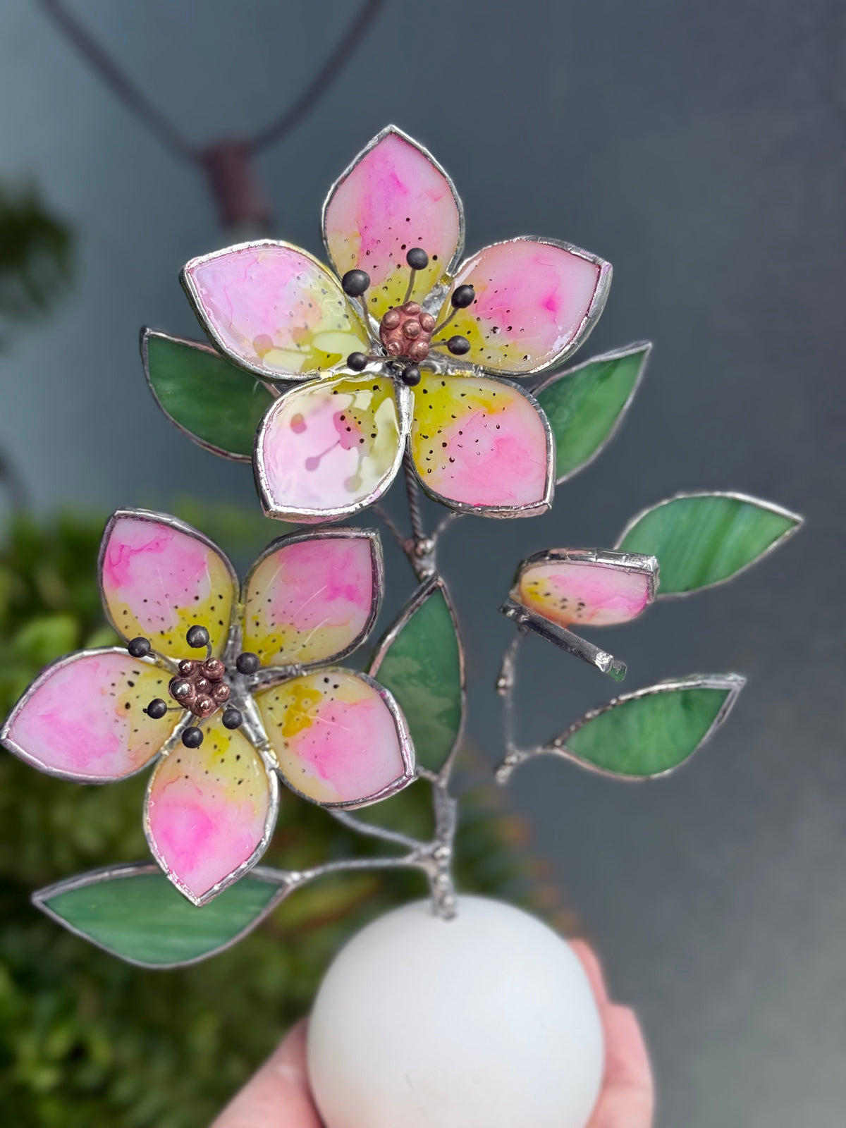 Hellebore Flower Hand Painted, Stained Glass Botanical Art, Modern Decor