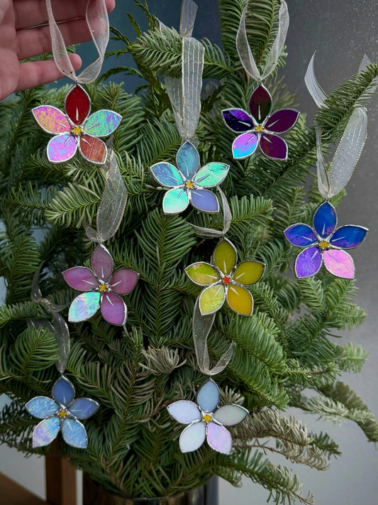 " . CHOOSE COLOR Decorative ORNAMENT Stained glass Wildflower, Christmas decoration, Suncatcher