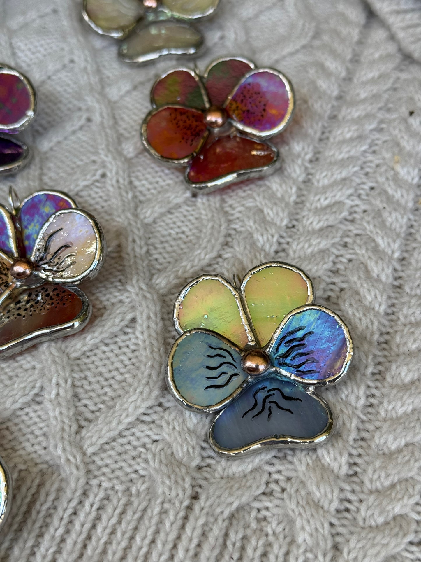 " .  CHOOSE COLOR Decorative ORNAMENTS Stained glass Pansy flower, Christmas decoration, Suncatcher, wall window hanging”