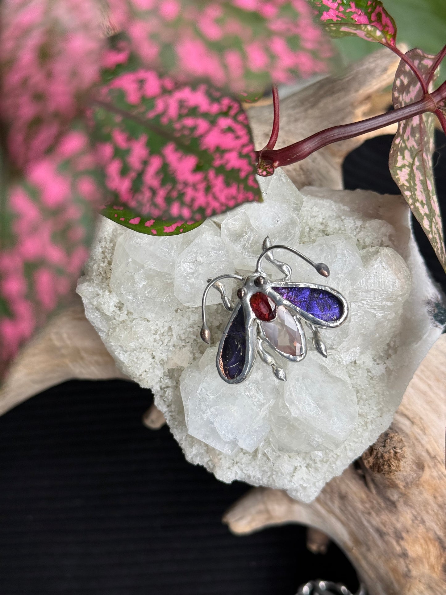 CHOOSE INSECT Brooch or Necklace Beetle with Gemstones, Artisan Jewelry Bug