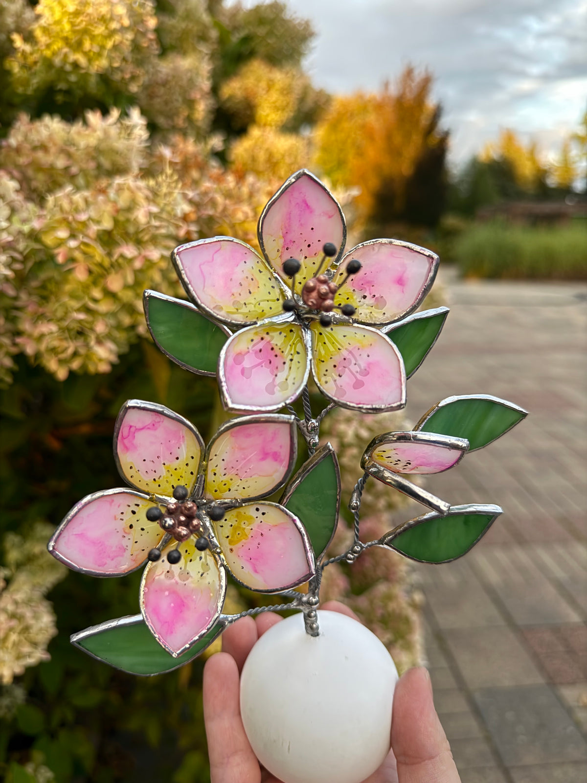 Hellebore Flower Hand Painted, Stained Glass Botanical Art, Modern Decor