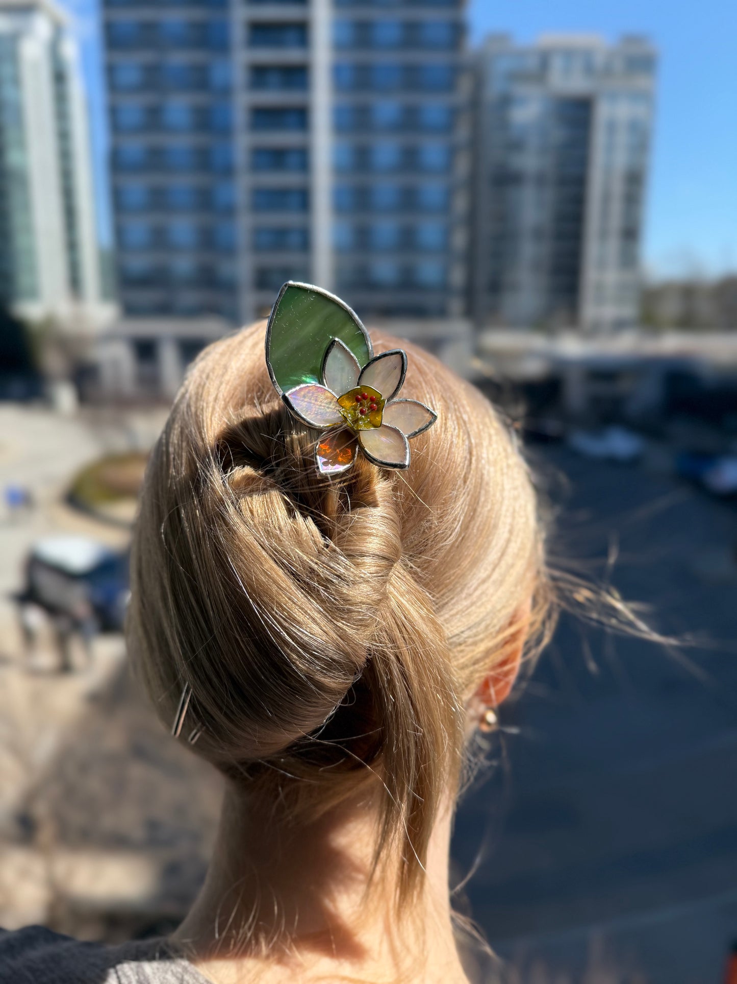 Hair Pin Stained Glass Daffodil Flower CHOOSE COLOR Handmade Accessories