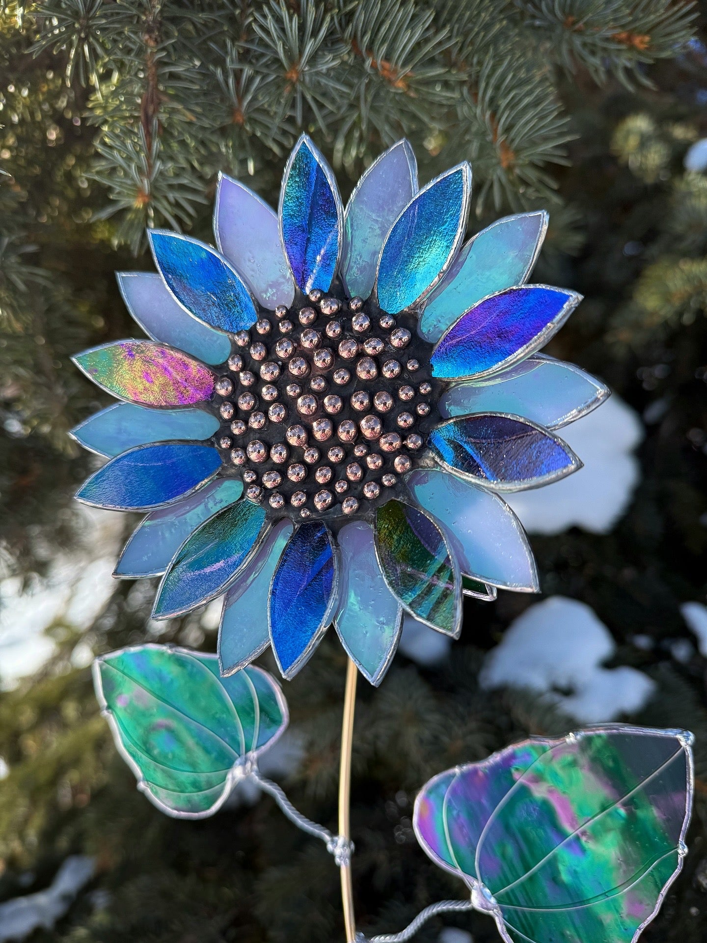 Lavender Dreams Sunflower,3D Stained Glass Suncatcher, Botanical Decor