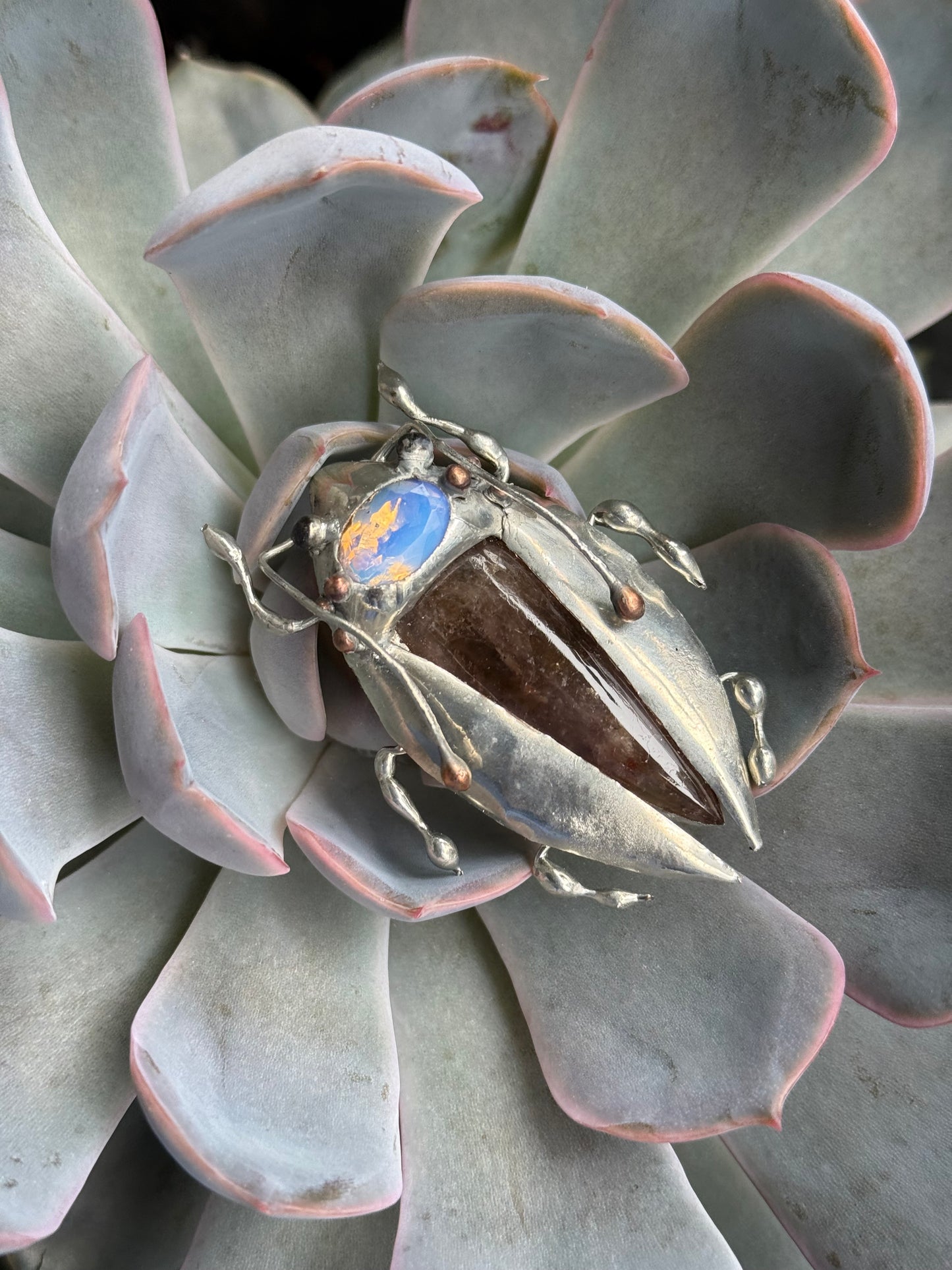 CHOOSE INSECT Brooch or Necklace Beetle with Gemstones, Artisan Jewelry Bug