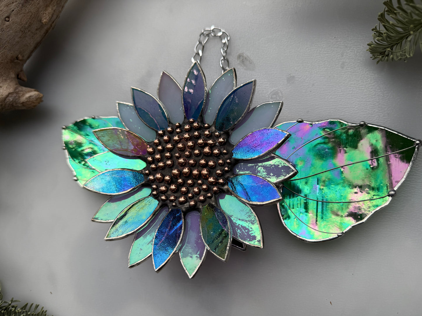 Sunflower Lavender Dreams, Stained Glass Suncatcher, Wall Art Decor ready